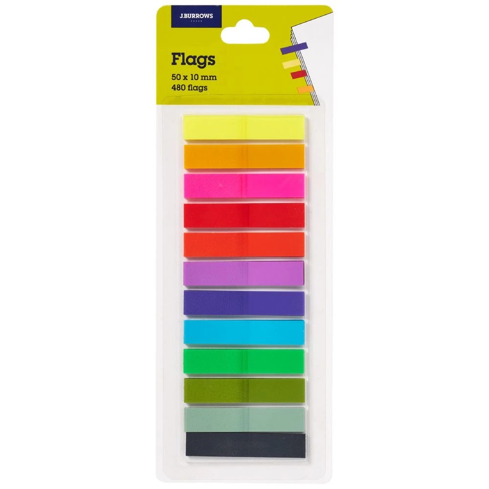 1 J.Burrows Translucent Flags 10x50mm Assorted 12 Pack, 1 of 2