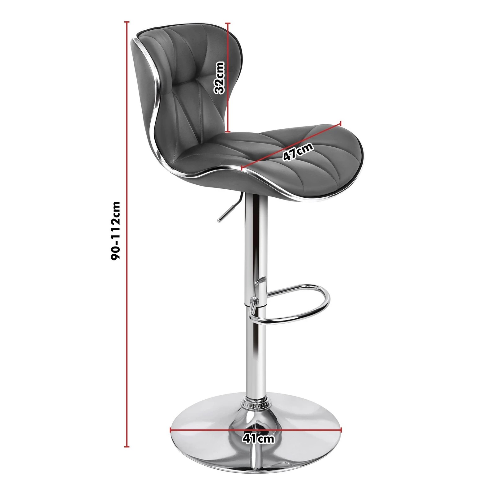 7 Alfordson 4x Bar Stools Luna Kitchen Swivel Chair Leather Gas Lift - Grey, 7 of 10