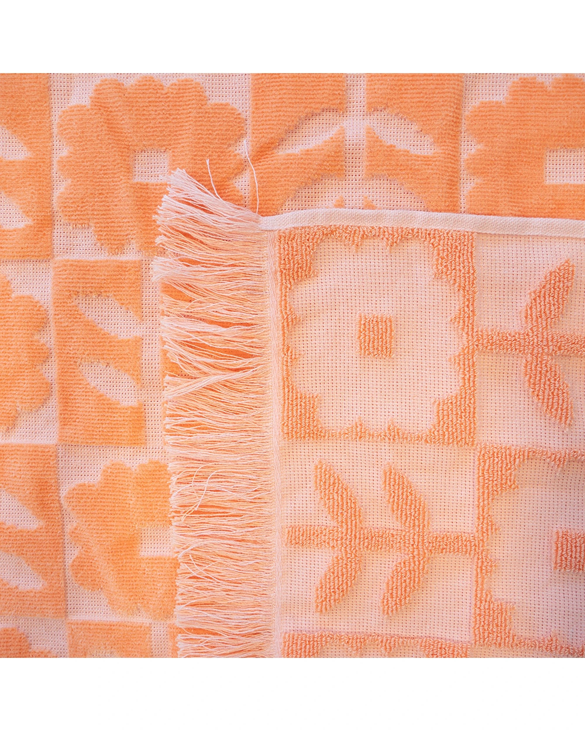 3 BAMBURY HiLo Cotton Beach Towel Dandy Soft Absorbent Natural Fring - Orange, 3 of 3
