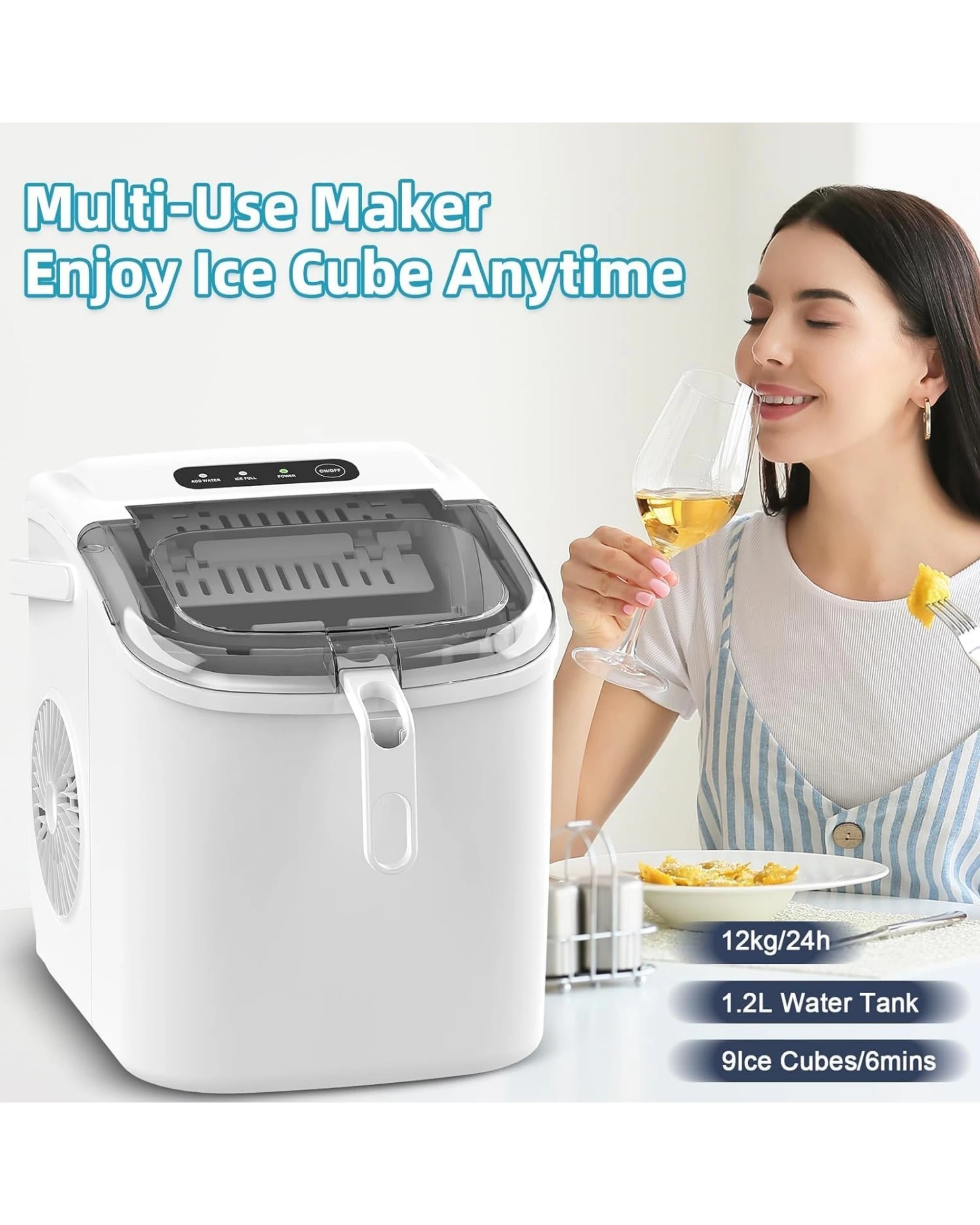 7 Advwin 12KG Ice Maker Machine with Portable Handle (White), 7 of 7