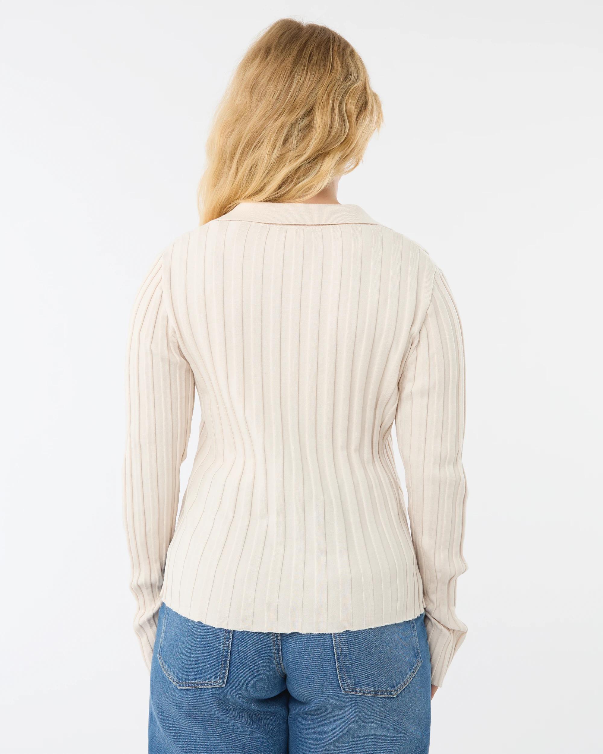 3 Long Sleeve Polo Top Nat Beige, 3 of 6