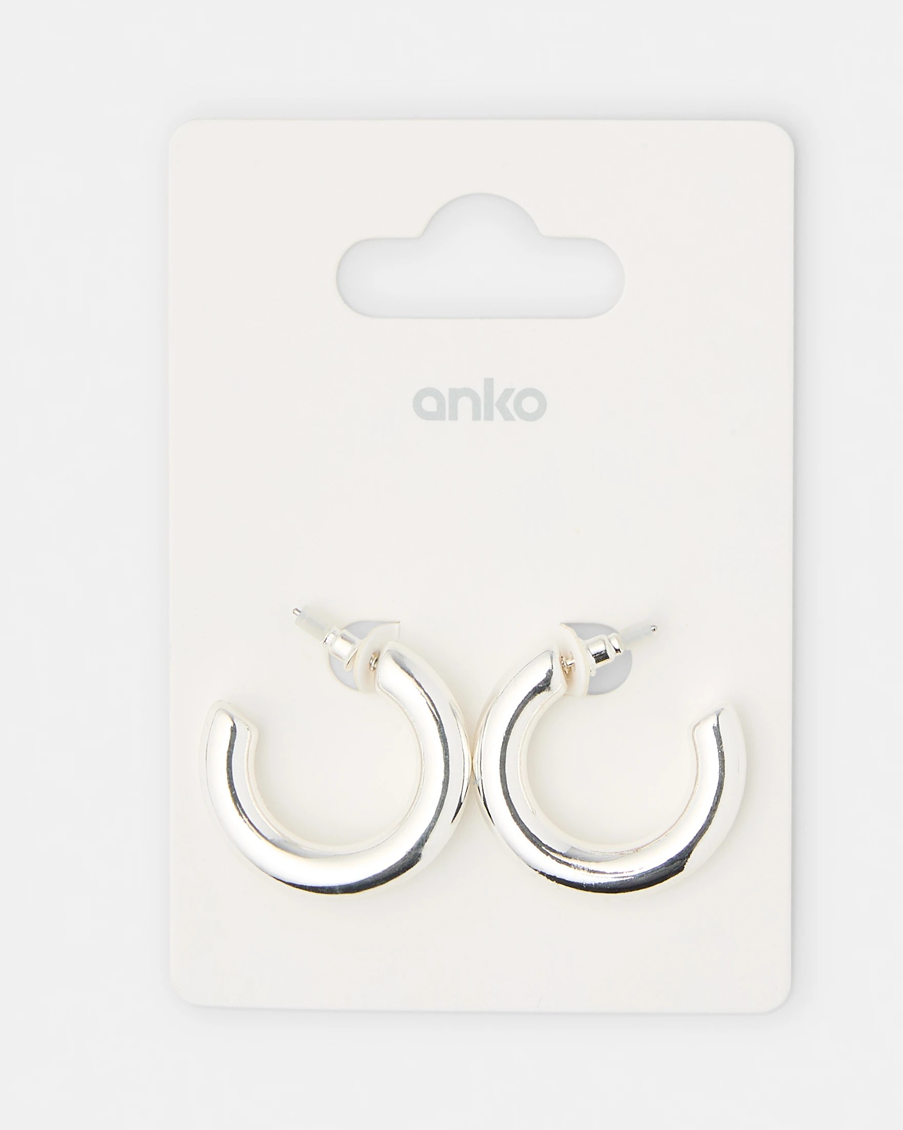5 Plain Hoop Earrings - Silver Tone, 5 of 5