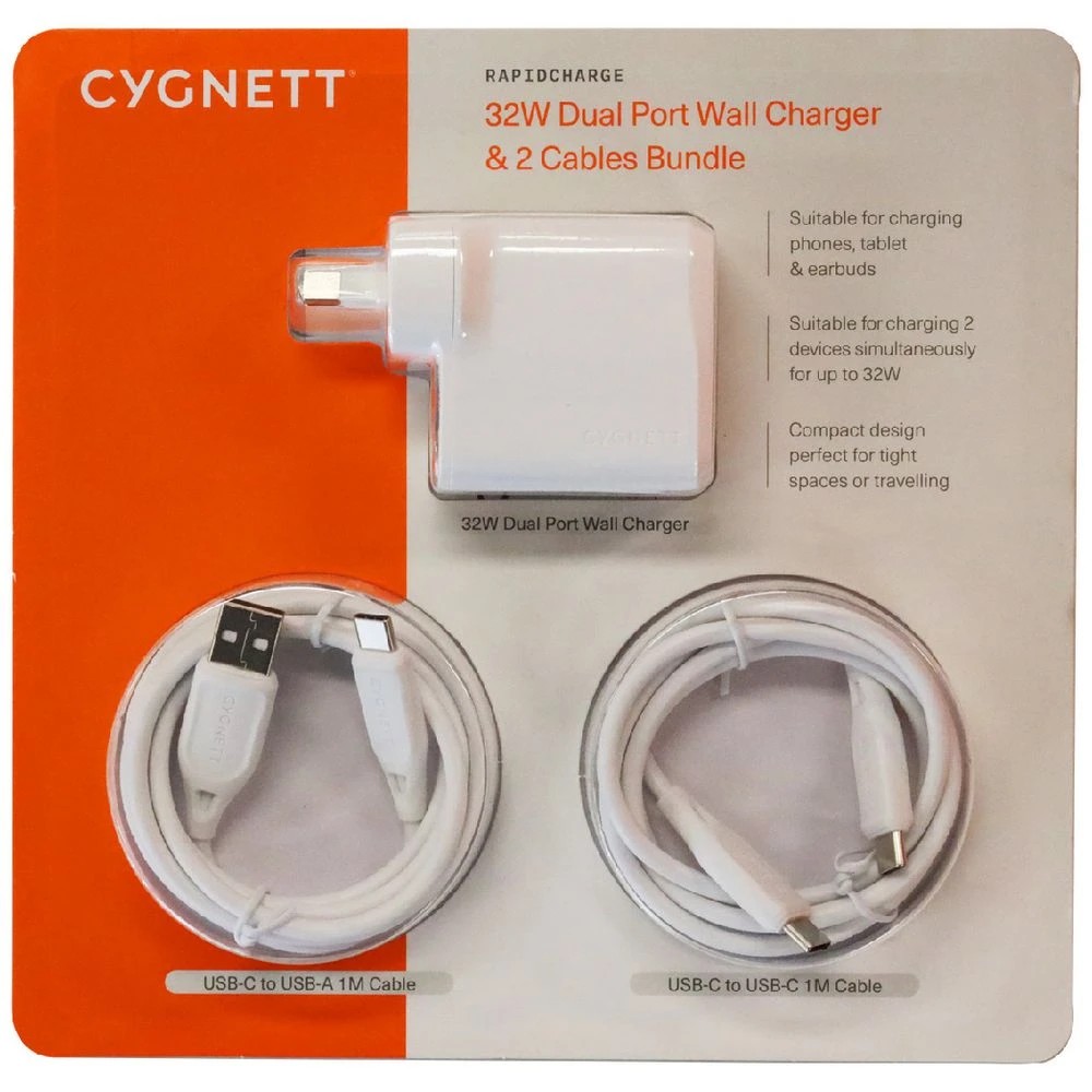 5 Cygnett RapidCharge 32W Wall Charger and Cables Bundle White, 5 of 5