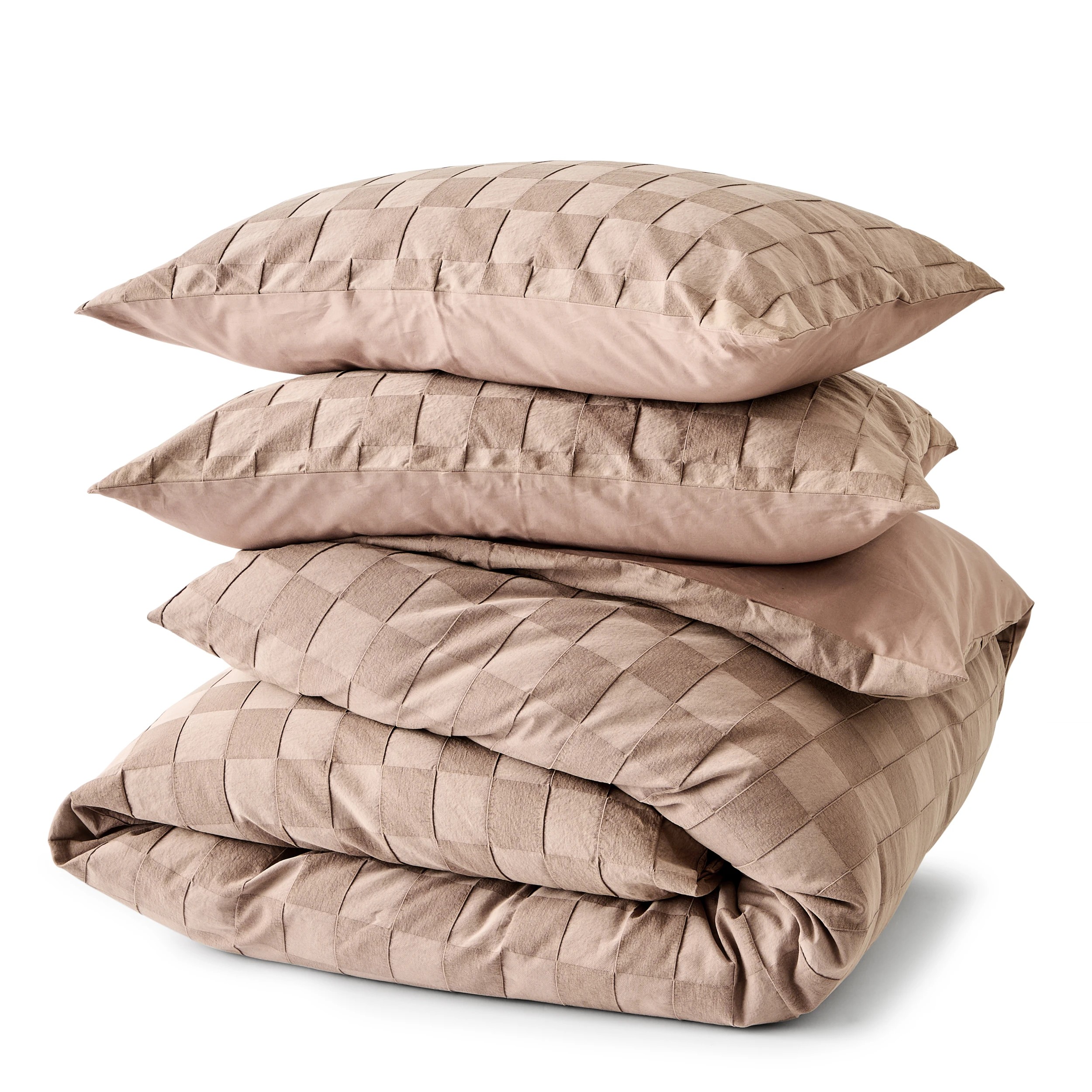 6 Check Stonewashed Australian Grown Cotton Quilt Cover Set - King Bed, Mocha, 6 of 8