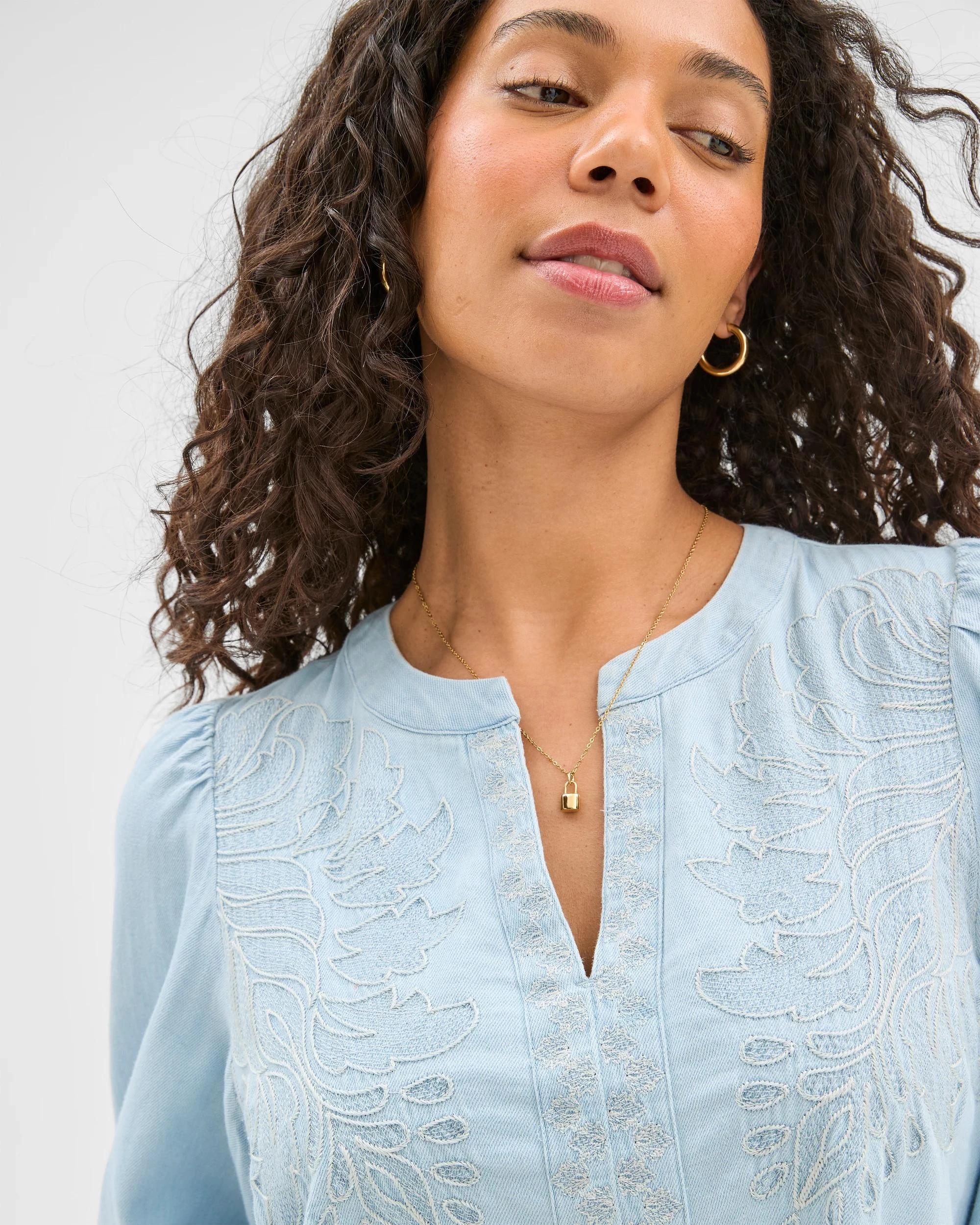 4 Target Woman Embroidered Mini Dress CHAMBRAY, 4 of 5