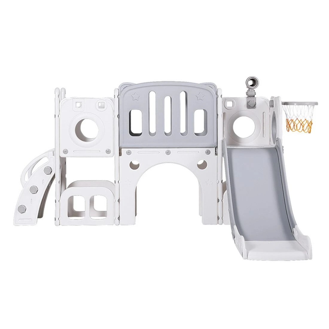 4 Keezi Kids Slide Swing Set Ball Hoop Rings Football Outdoor Toys Toddler Playset Basketball Hoop Indoor Outdoor - Grey, 4 of 9