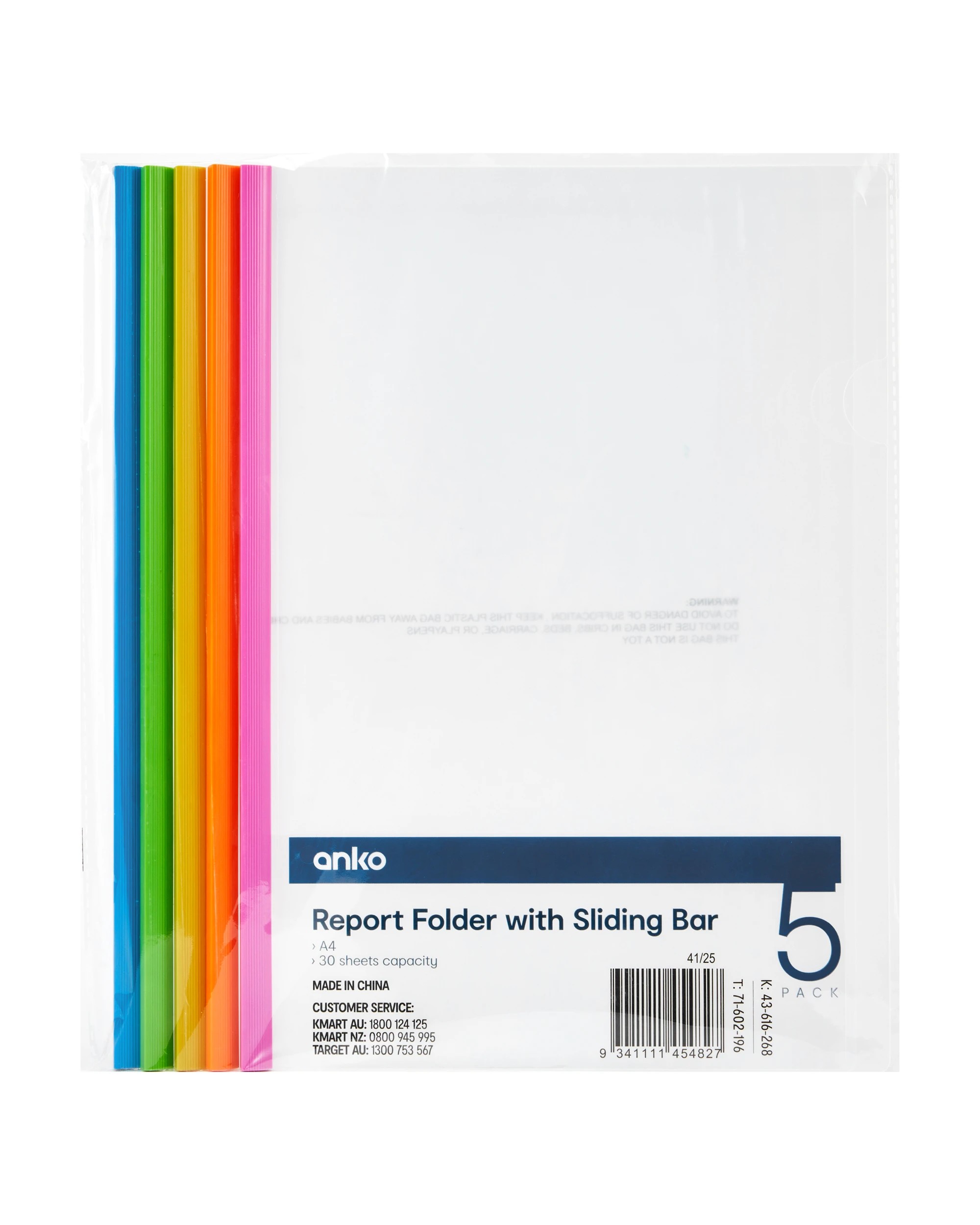 4 5 Pack A4 Report Folder with Sliding Bar, 4 of 4