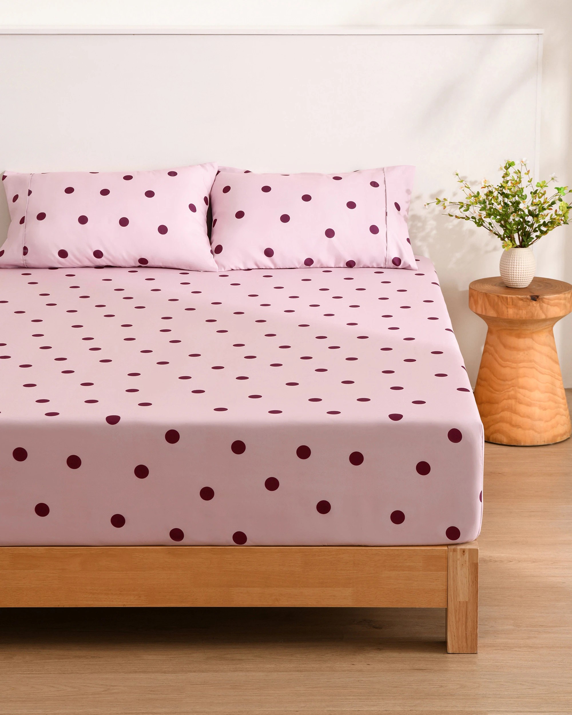 1 Dreamaker Pippa Polka Dot Fitted Sheet Set - King Bed - Pink, 1 of 6