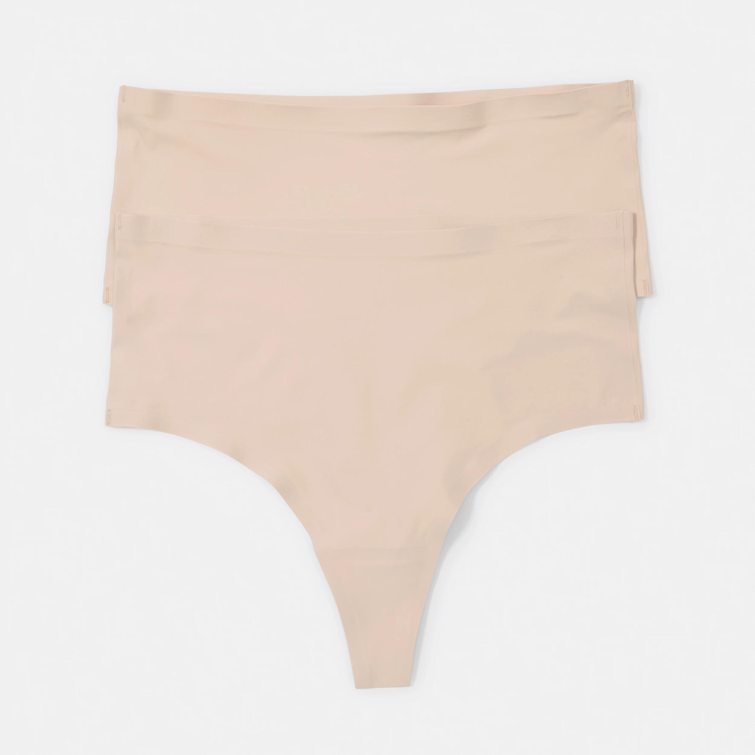 1 2 Pack No Show High Rise G-String Briefs Fawn Beige, 1 of 6