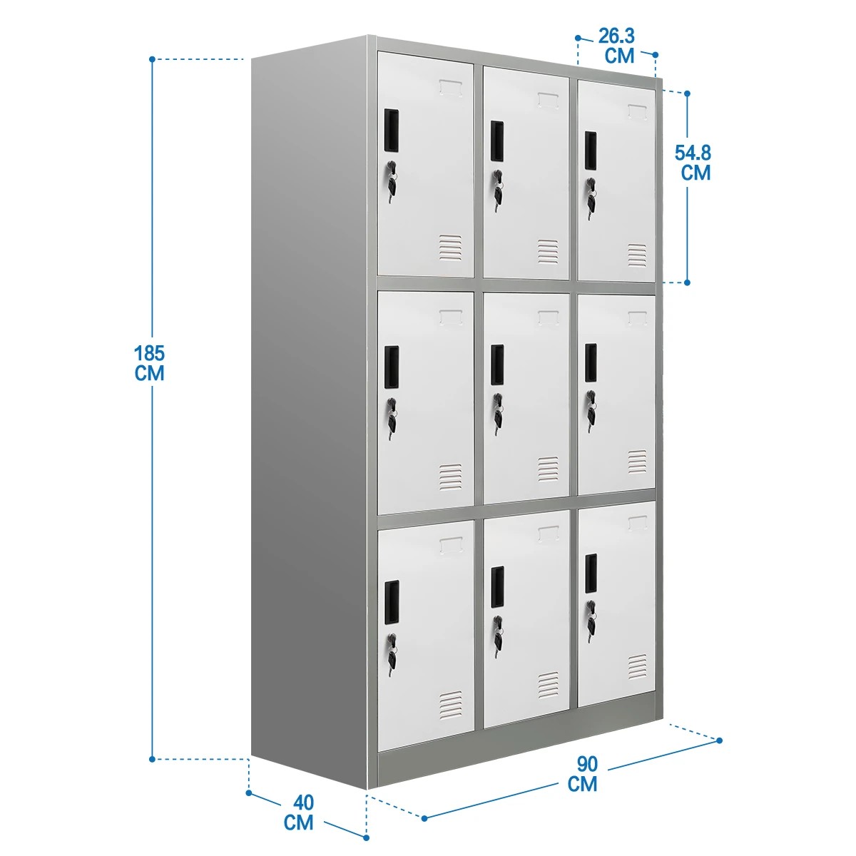 5 Ausway 9 Doors Locker Cabinet Steel Storage Cupboard for Office School Gym - Multi, 5 of 6