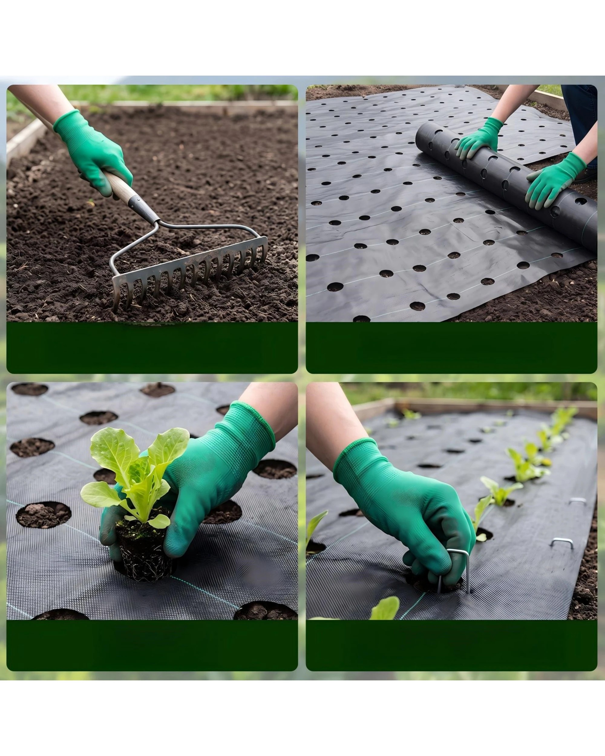 7 Advwin Weed Mat with Holes, 1.5x50m Weed Control Mat Barrier Matting Ground Cover Membrane with Nails - Black, 7 of 9