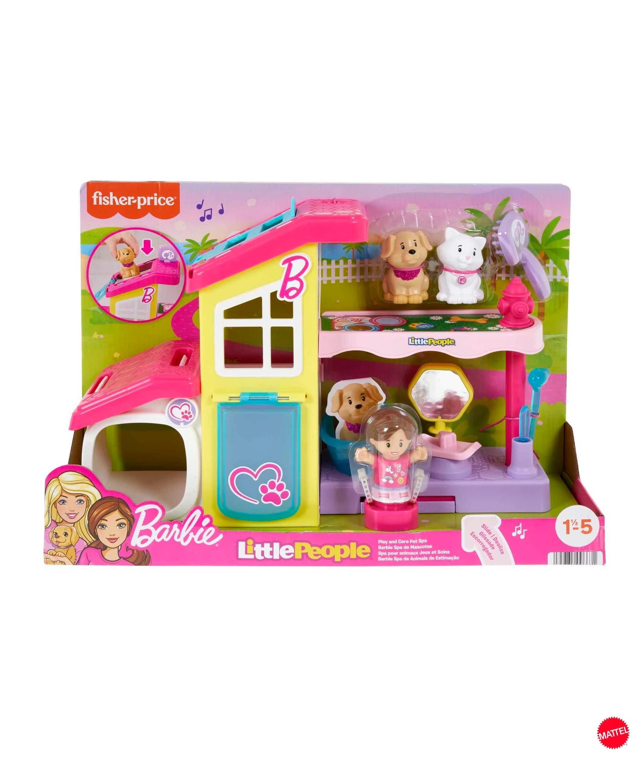 1 Fisher-Price Fisher - Price Little People Barbie Play and Care Pet Spa Musical Toddler Playset - Multi, 1 of 7