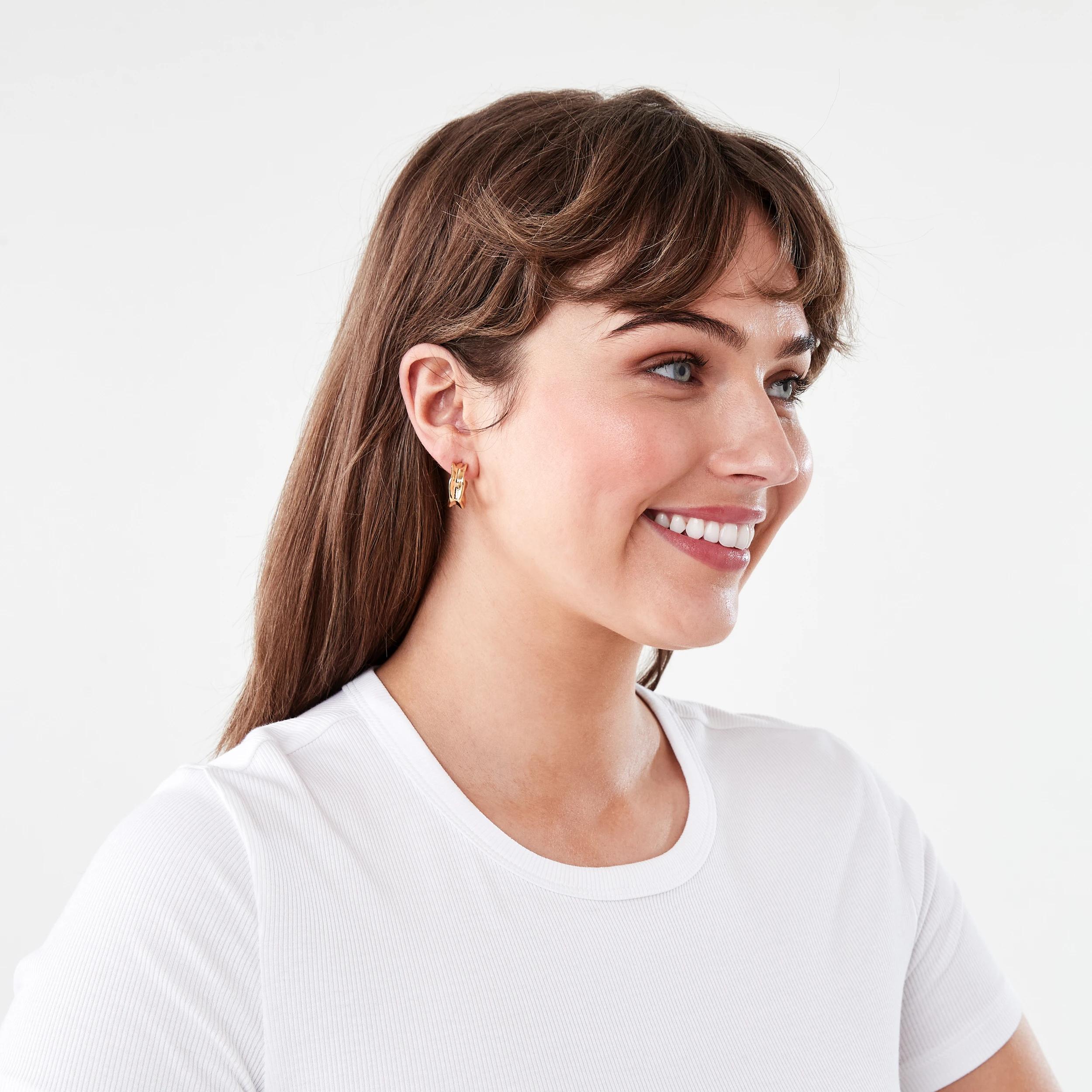 4 18K Gold Plated Organic Hoop Earrings Gold, 4 of 5