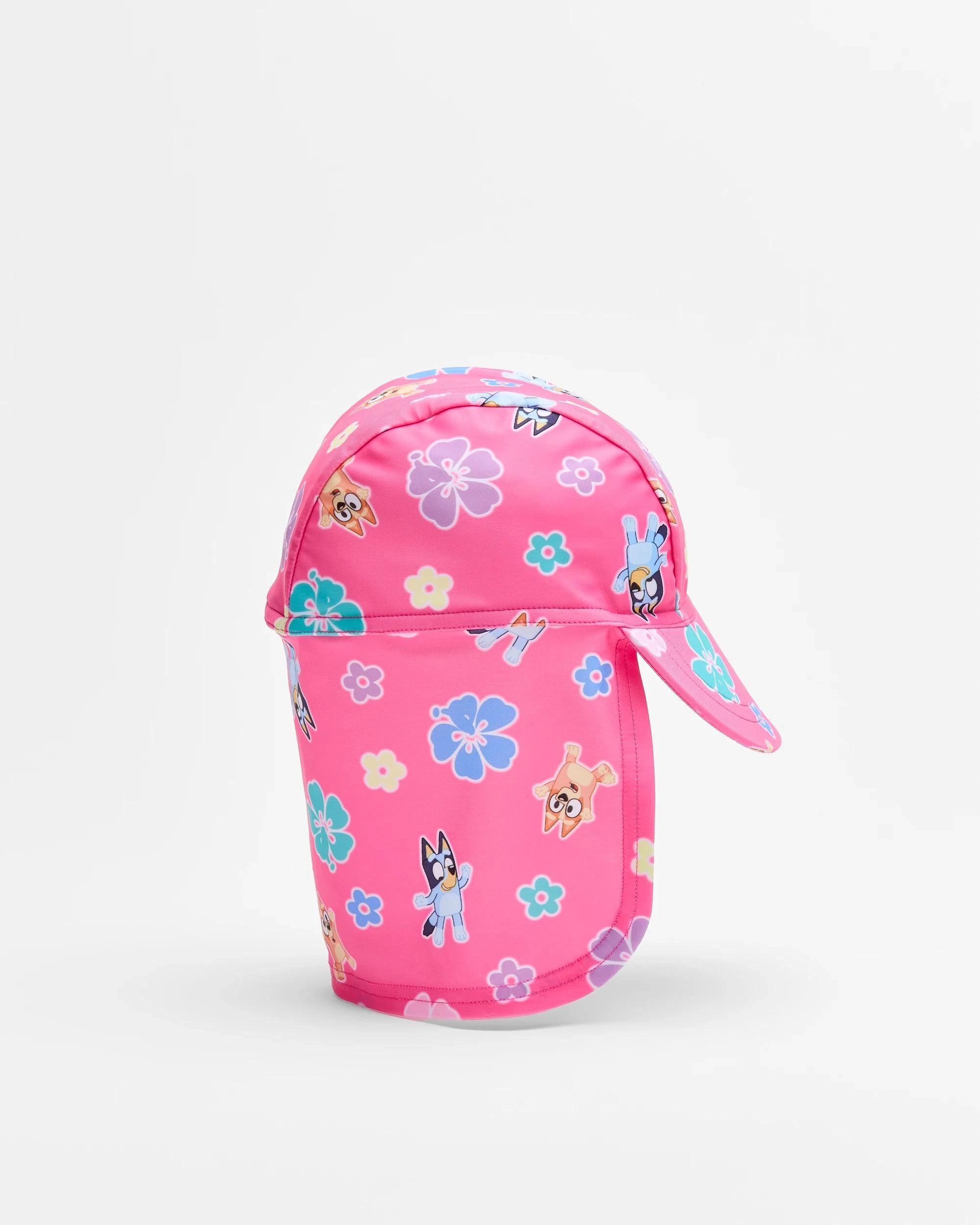 1 Kids Licensed Bluey Hibiscus Flowers Swim Hat PINK, 1 of 3