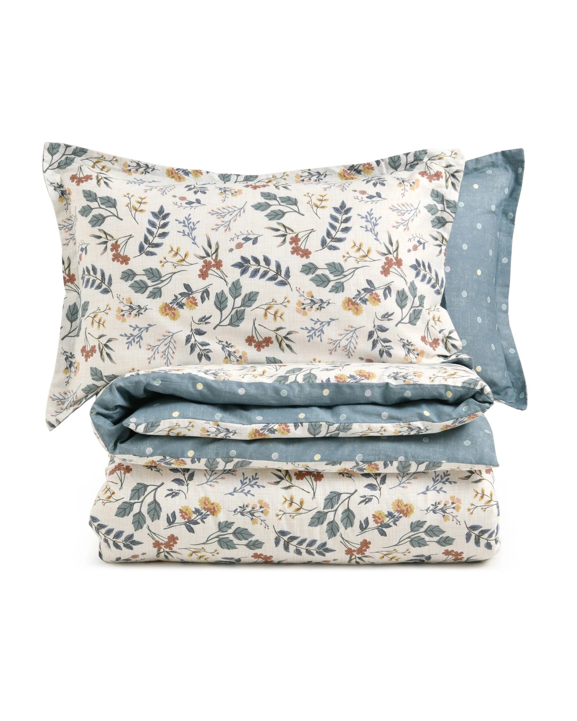 5 Dreamaker Vermont 100% Cotton Reversible Quilt Cover Set - Double Bed - Floral Teal, 5 of 7