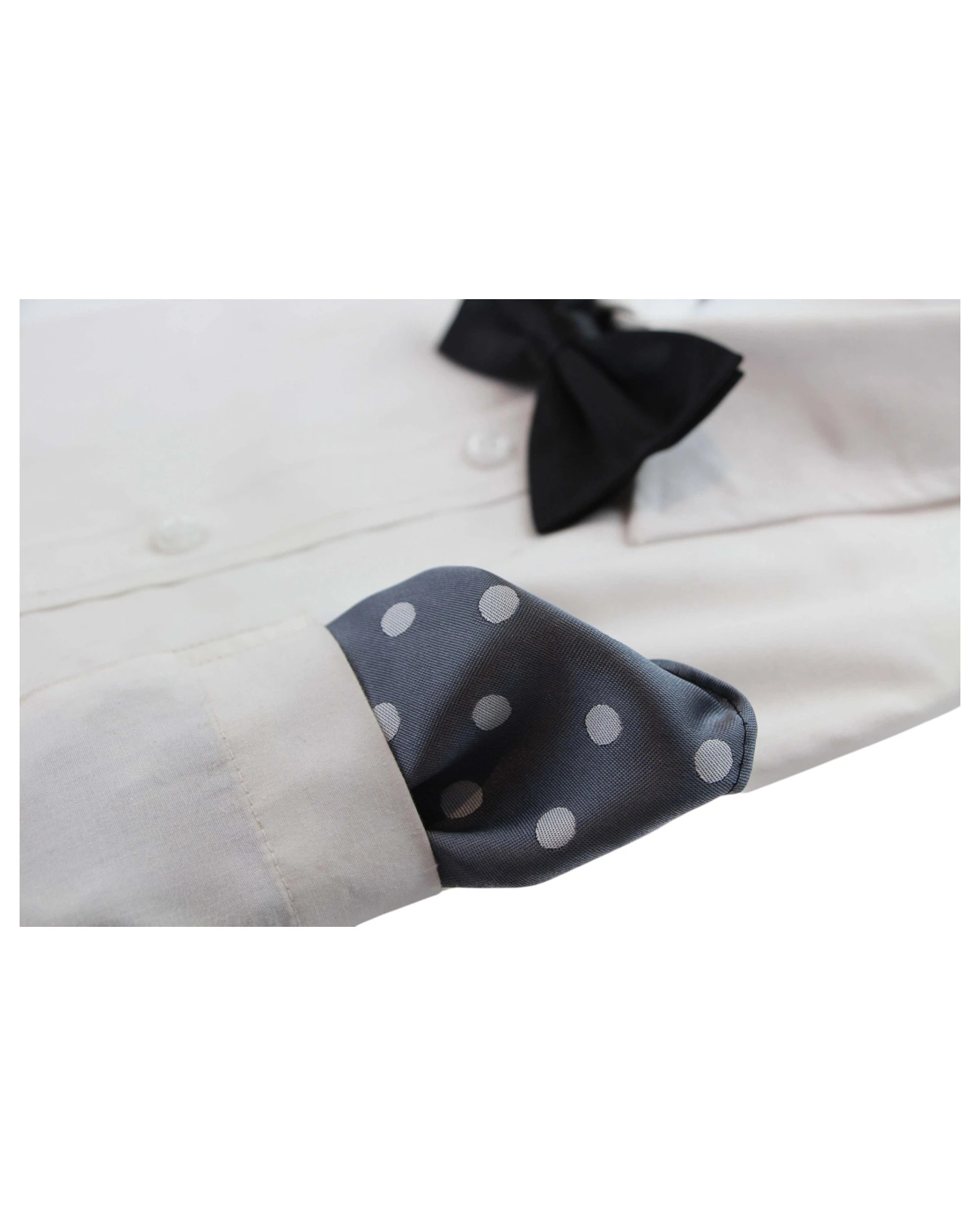 3 Zasel Mens Dark Grey & Silver Polka Dot Silk Pocket Square - Multi, 3 of 3
