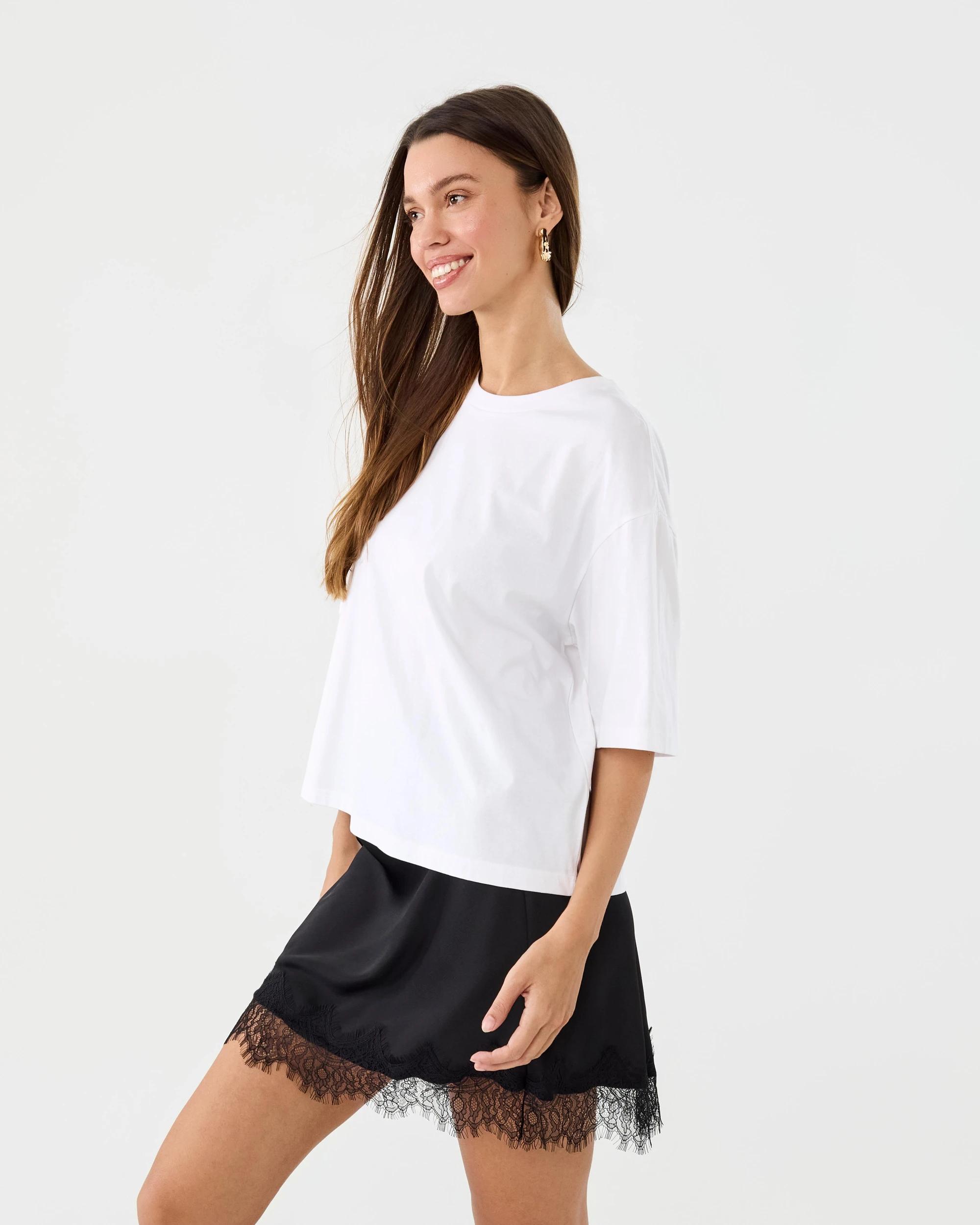 3 Short Sleeve Oversized Chopped T-shirt White, 3 of 6