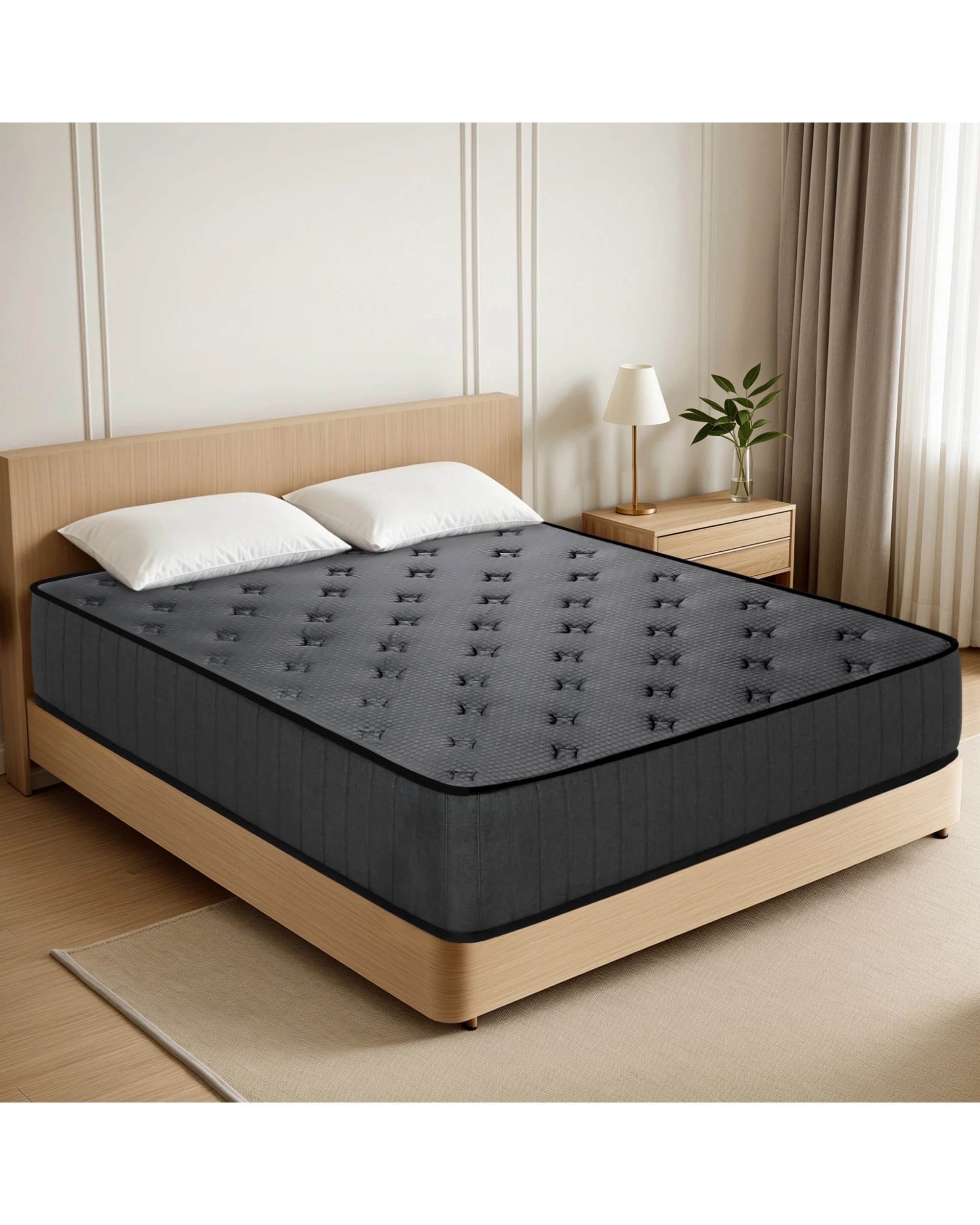 4 Advwin Mattress Queen Medium Firm Bed Top Pocket Spring 27cm - Grey, 4 of 4