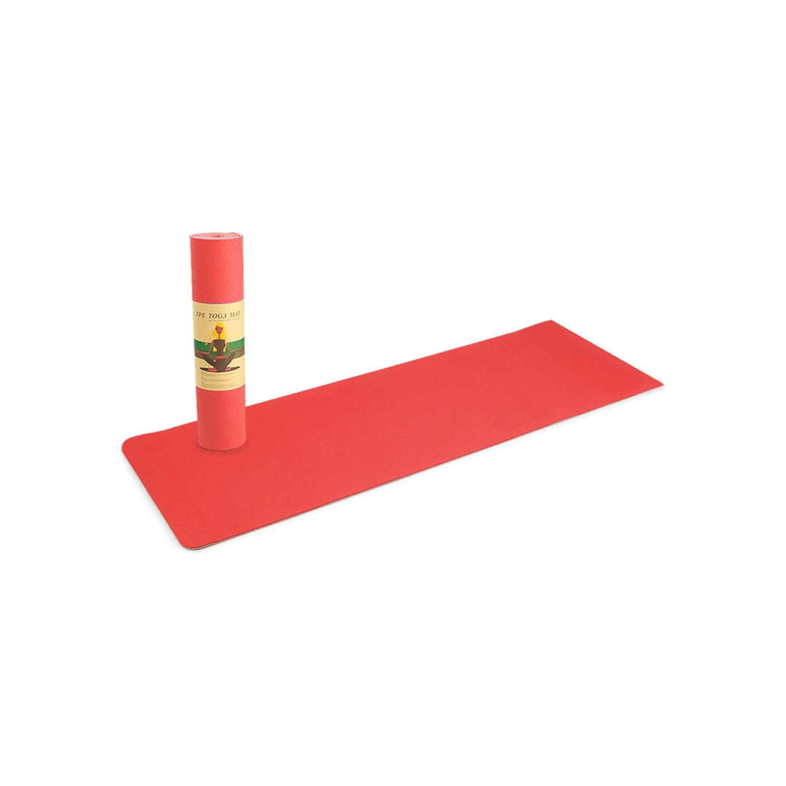 2 Powertrain 8mm Thick Yoga Exercise Mat Home Gym Pilates Fitness Dual Layer TPE - Red, 2 of 5