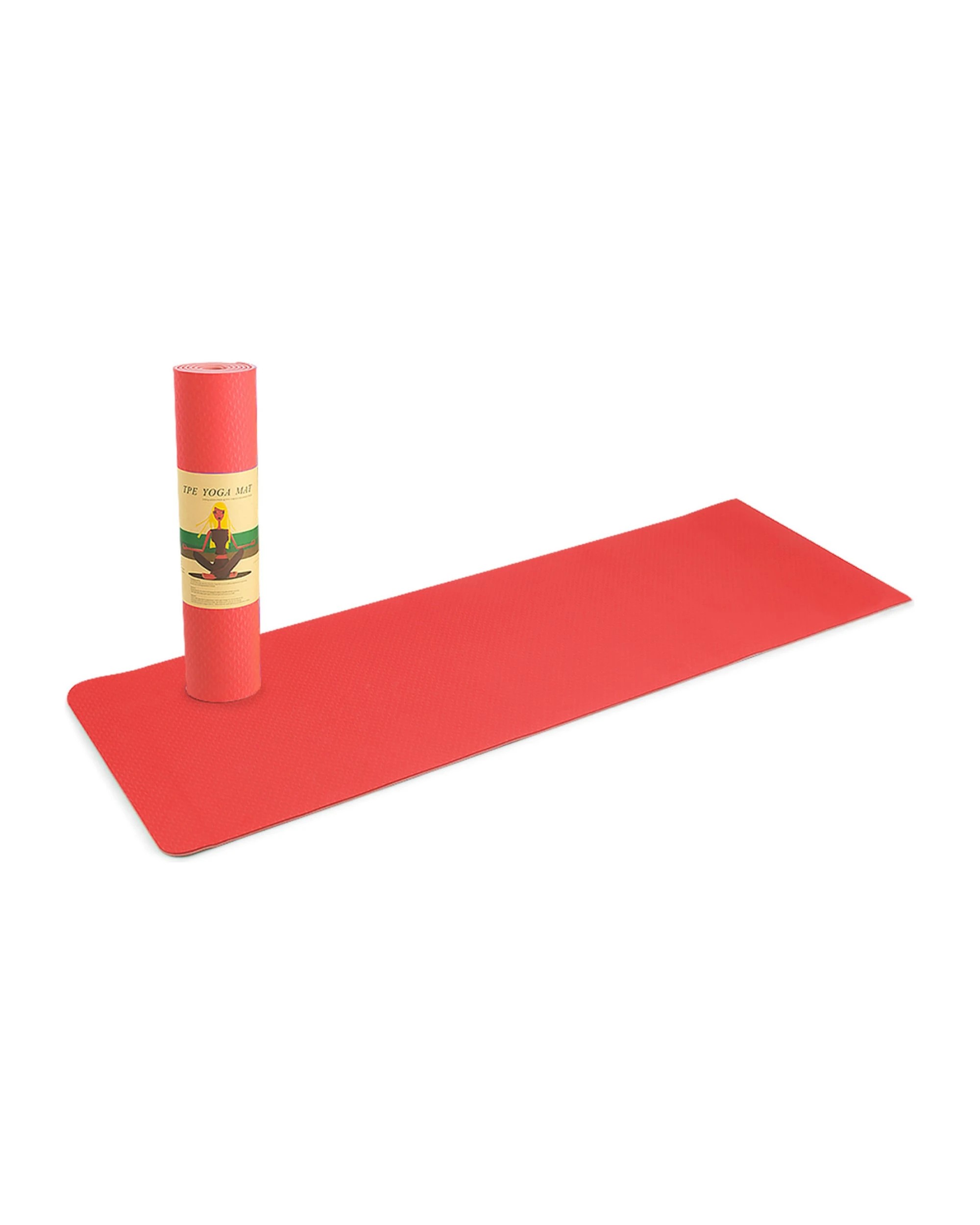 2 Powertrain 8mm Thick Yoga Exercise Mat Home Gym Pilates Fitness Dual Layer TPE - Red, 2 of 5