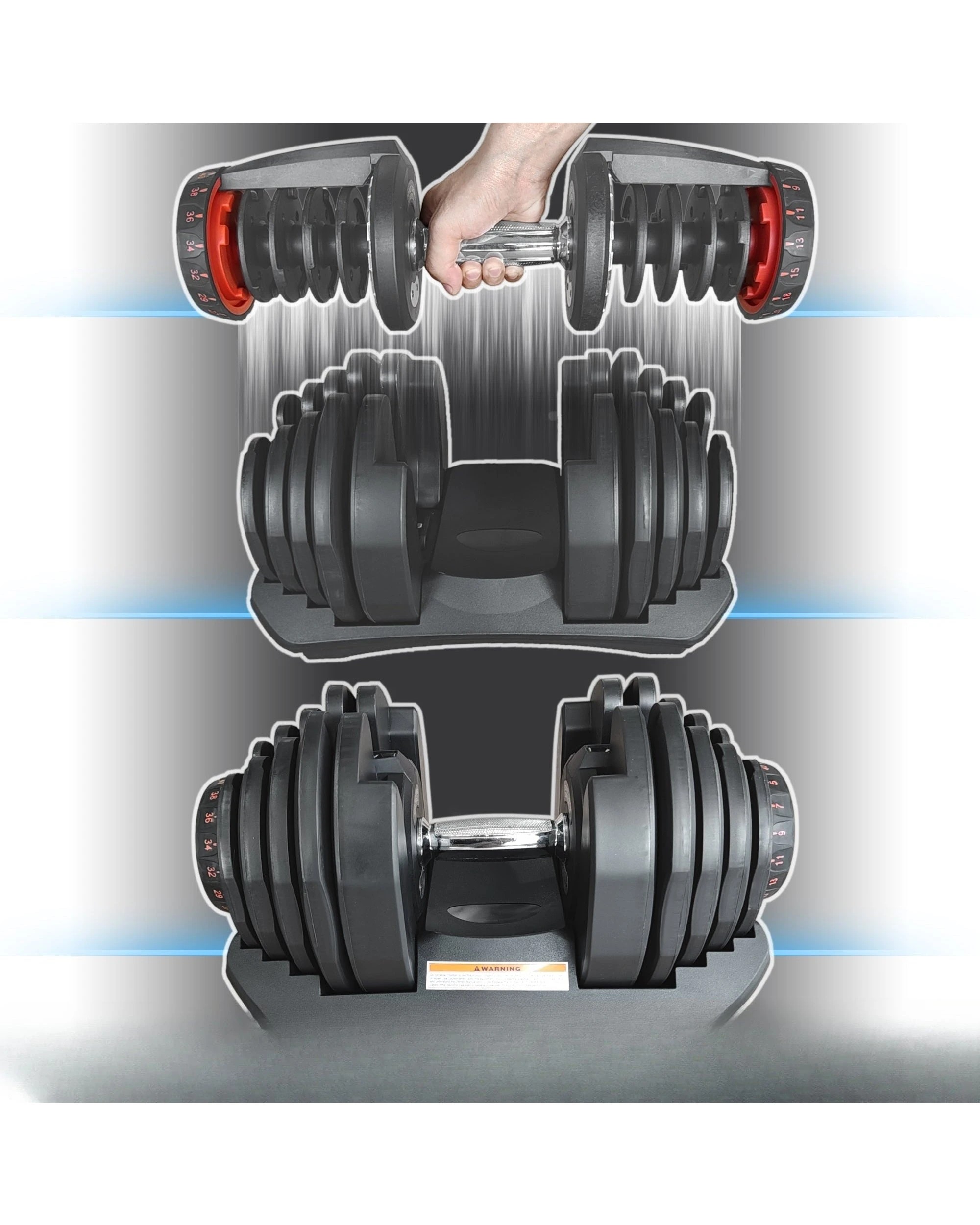 6 Fitness Master 80kg Adjustable Dumbbell Set Home Gym Exercise Equipment Weight 17 Weights 2x 40kg, 6 of 10