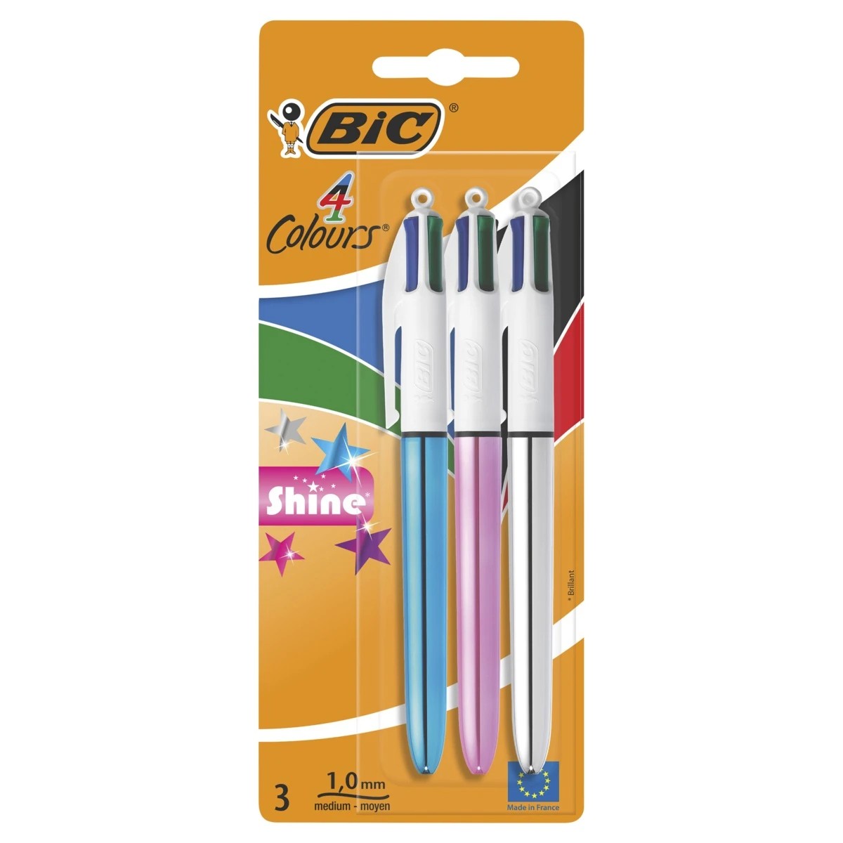 1 3 Pack BIC 4 Colours Shine Ballpoint Pen, 1 of 10