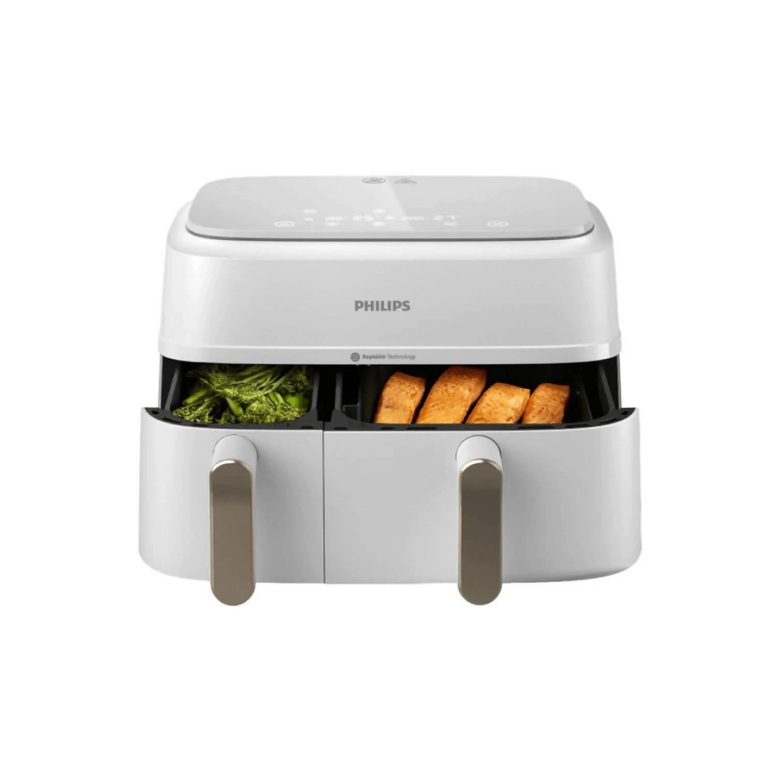 1 Philips 9L 3000 Series Dual Basket XXL Air Fryer - White, 1 of 5