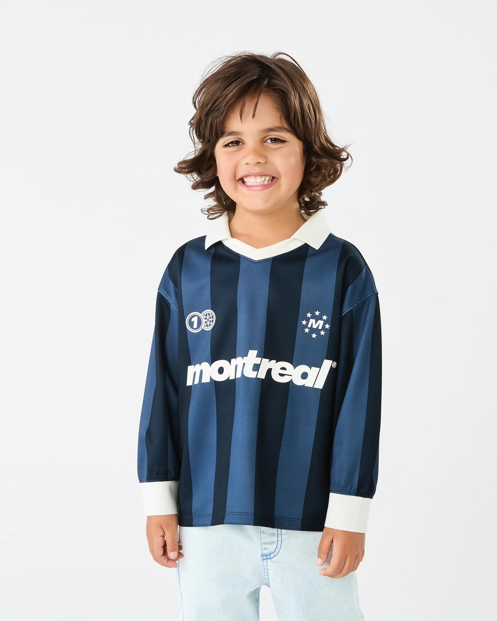 1 Long Sleeve Sports Jersey T-shirt Blu Stripe, 1 of 6