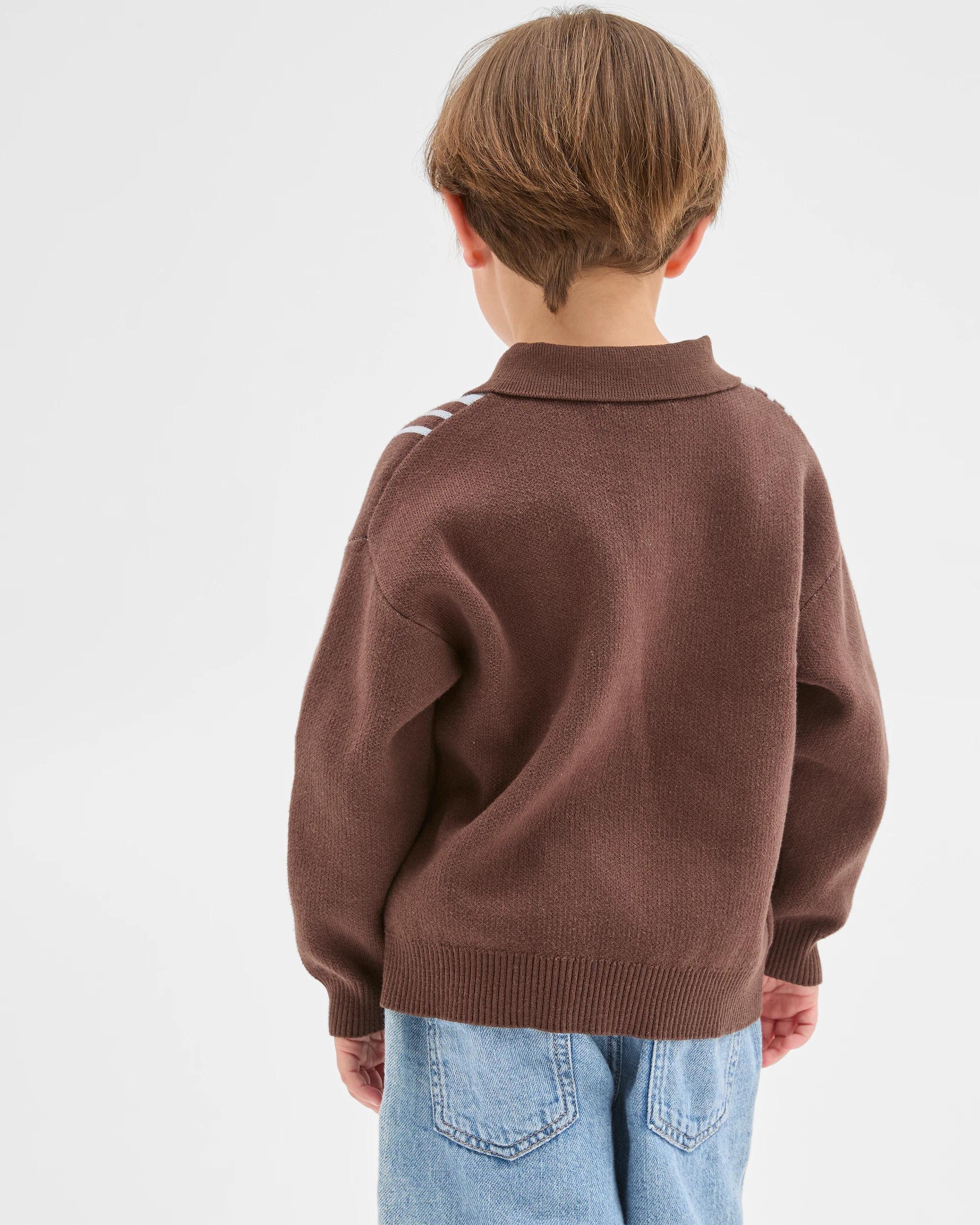 5 Target Kids Australian Cotton Lightweight Long Sleeve Knit Polo Top BROWN, 5 of 7