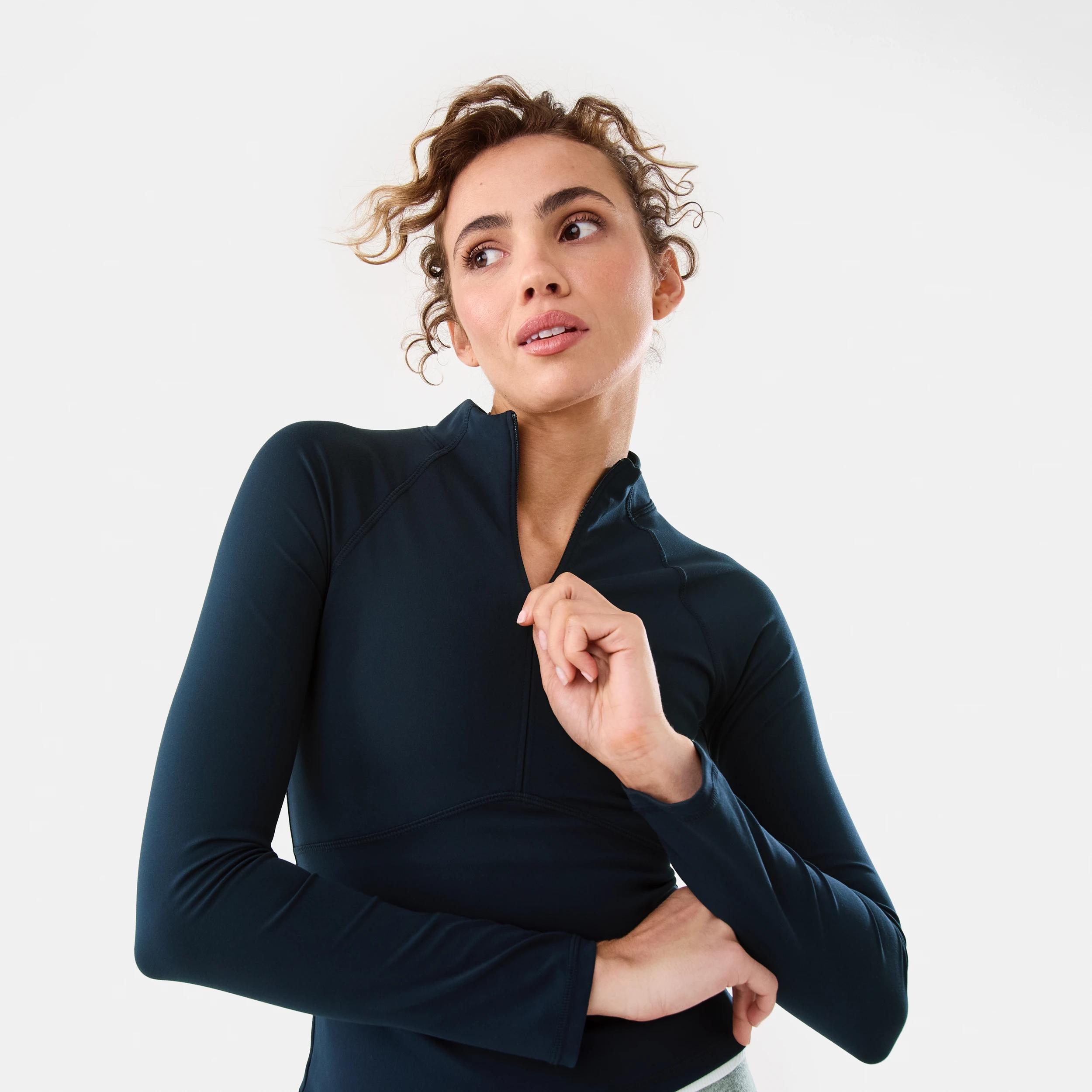 5 Active Womens Long Sleeve 1/4 Zip Ultrasoft Top SHADE NAVY, 5 of 6