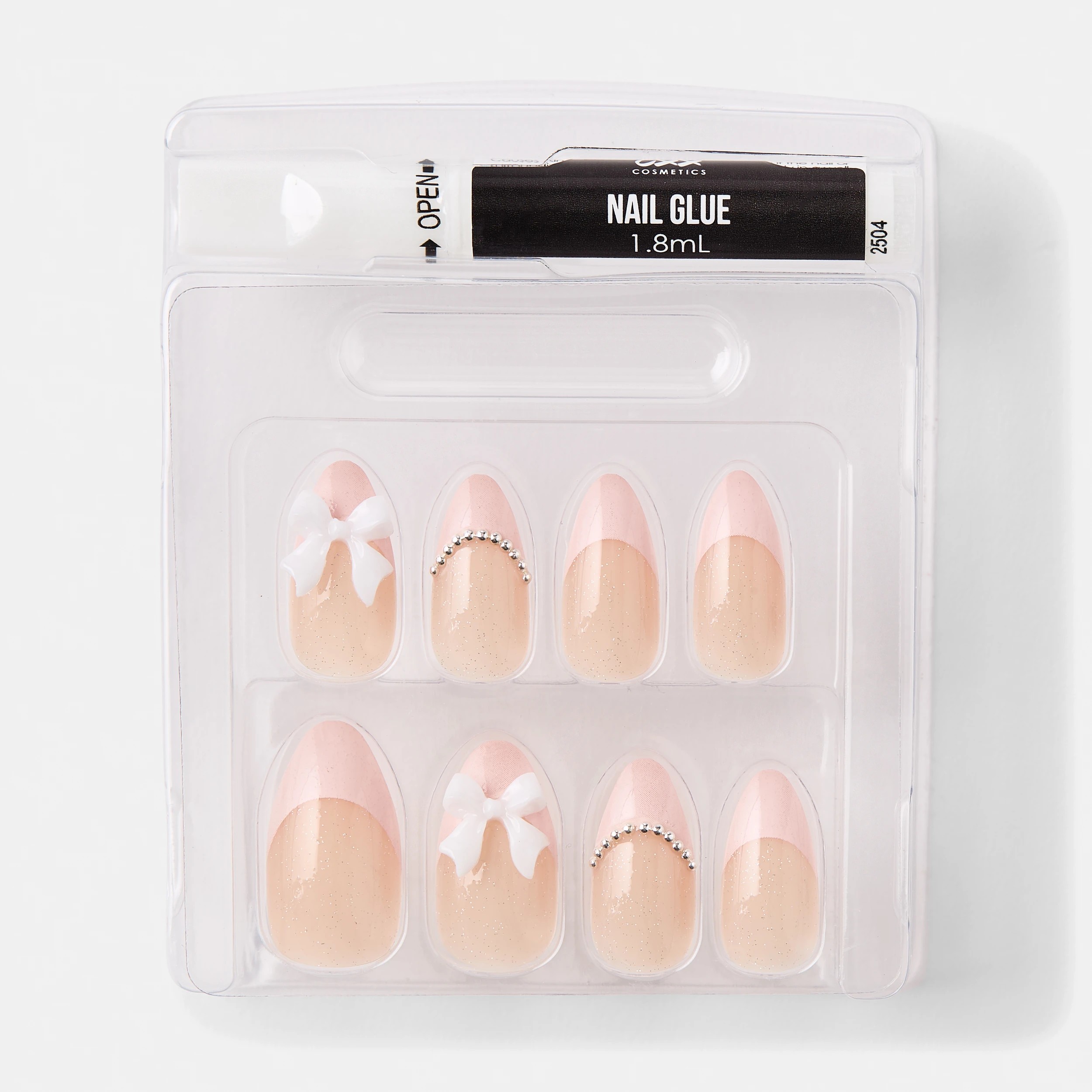 3 OXX Cosmetics 24 Pack Artificial Nails with Adhesive - Stiletto Shape, 3D Bow, 3 of 5