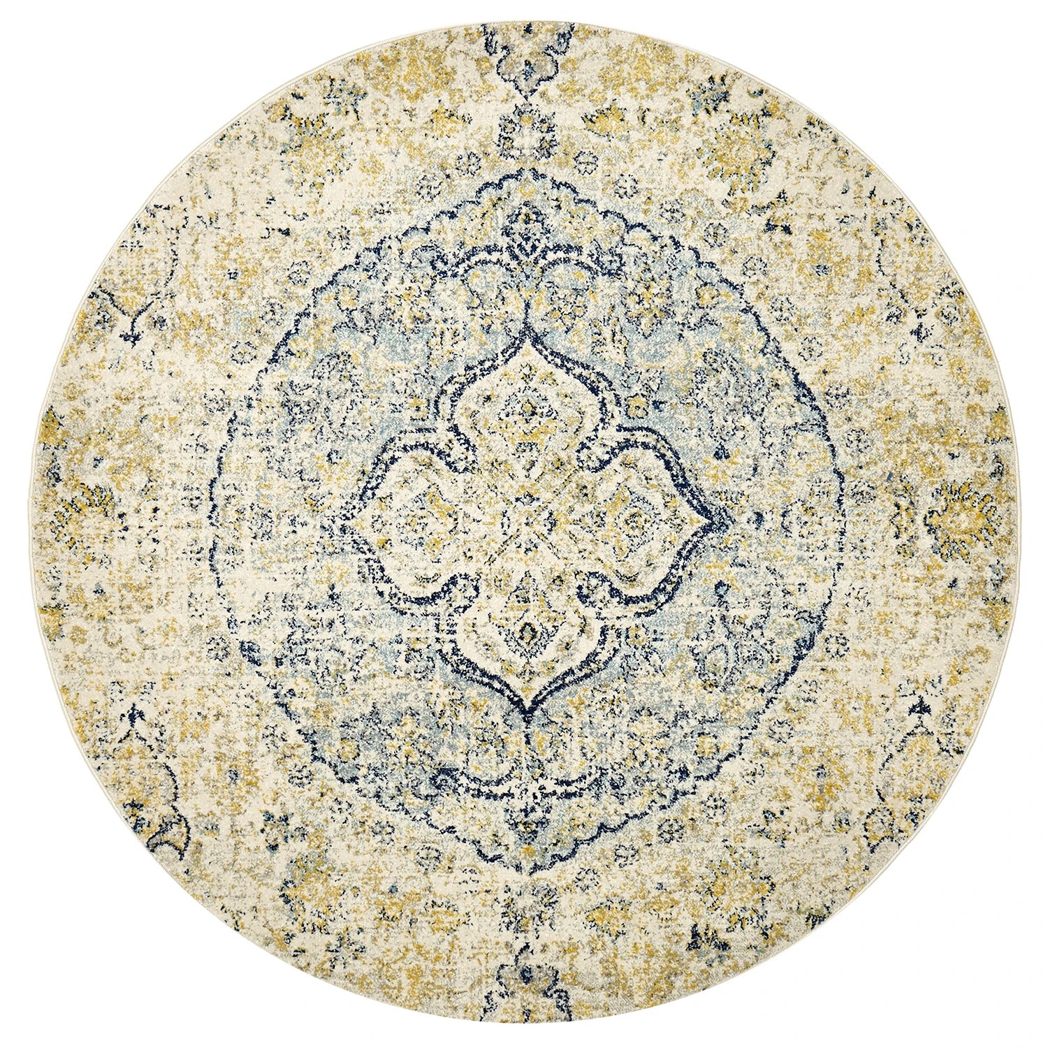 2 Common Ground Rugs Gallery 867 150x150cm Round - Small Pet Friendly Rug - Sky - Blue, 2 of 3