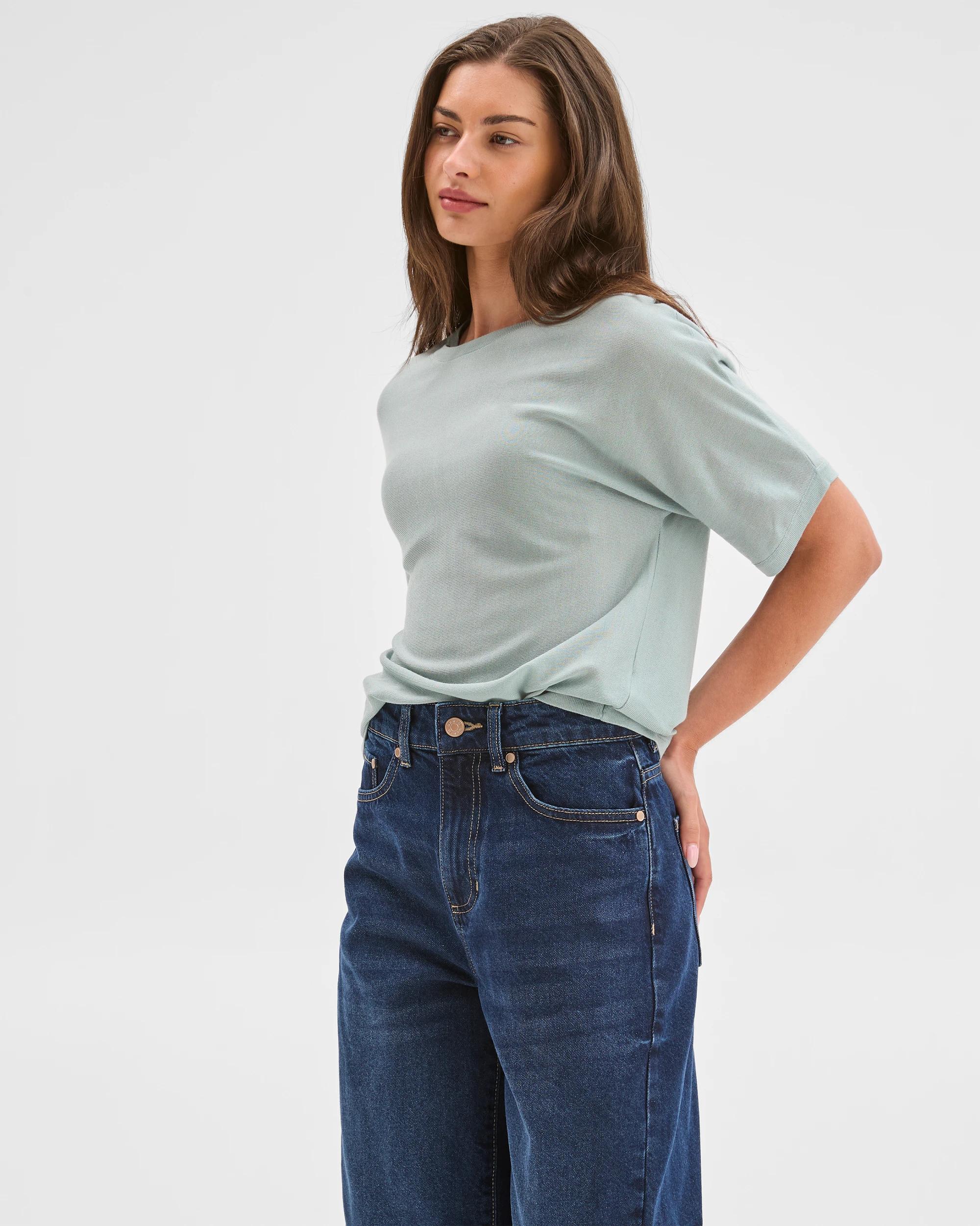 2 Target Petites Petites Merino Wool Blend Short Sleeve T-Shirt SLATE, 2 of 5