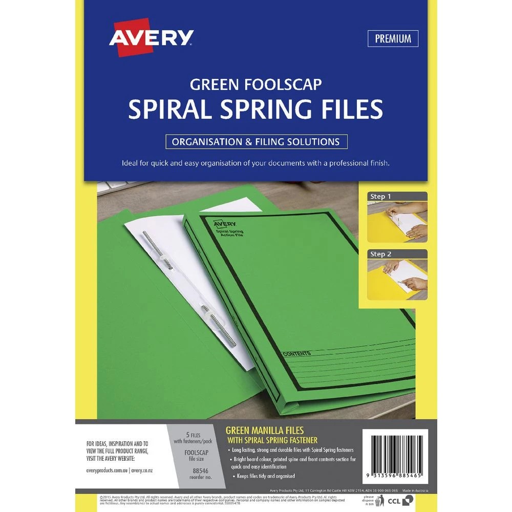 3 Avery Foolscap Spiral Spring Files Green 5 Pack, 3 of 5