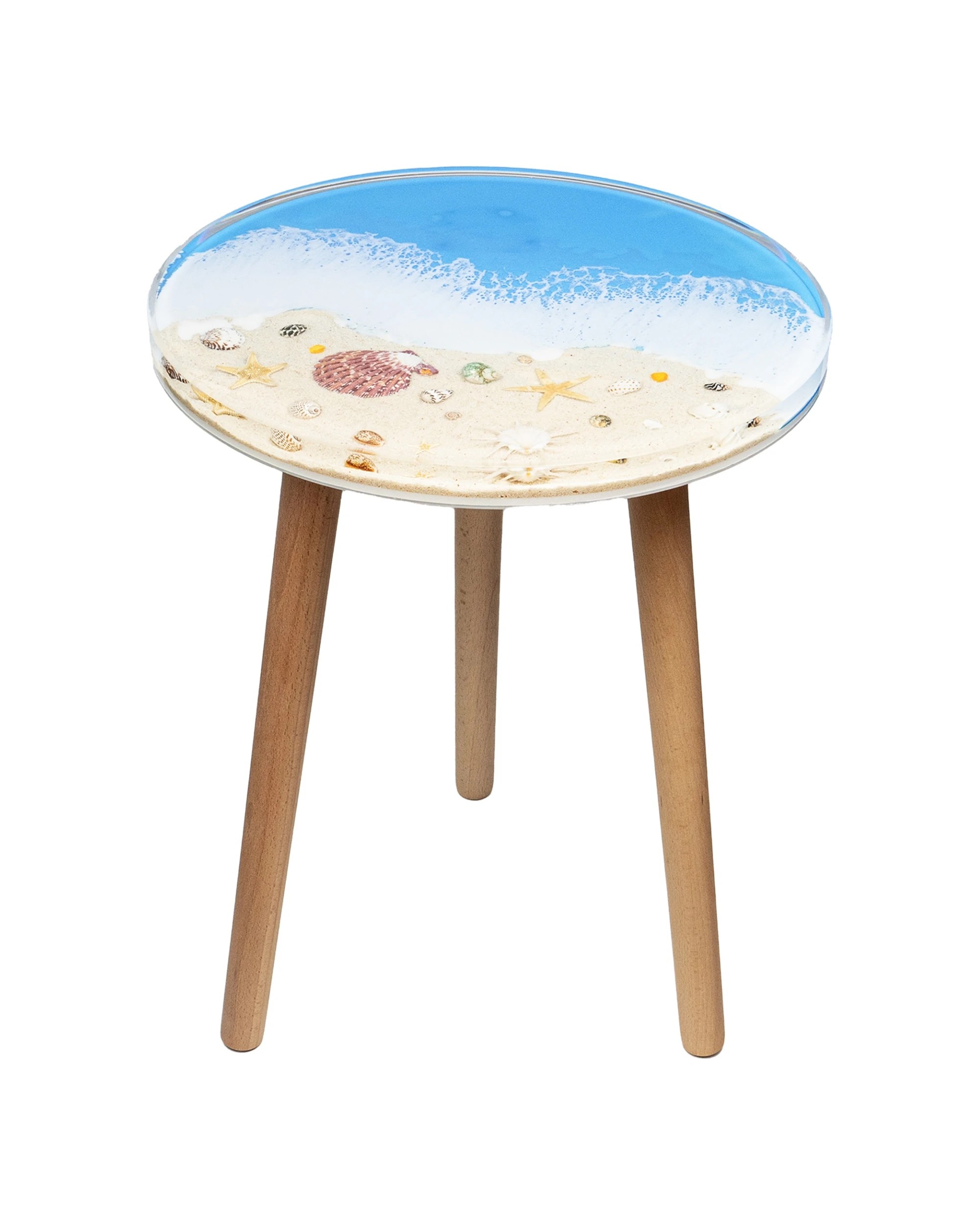 1 Leni Resin Side Table Handmade Shell Beach - Natural, 1 of 6