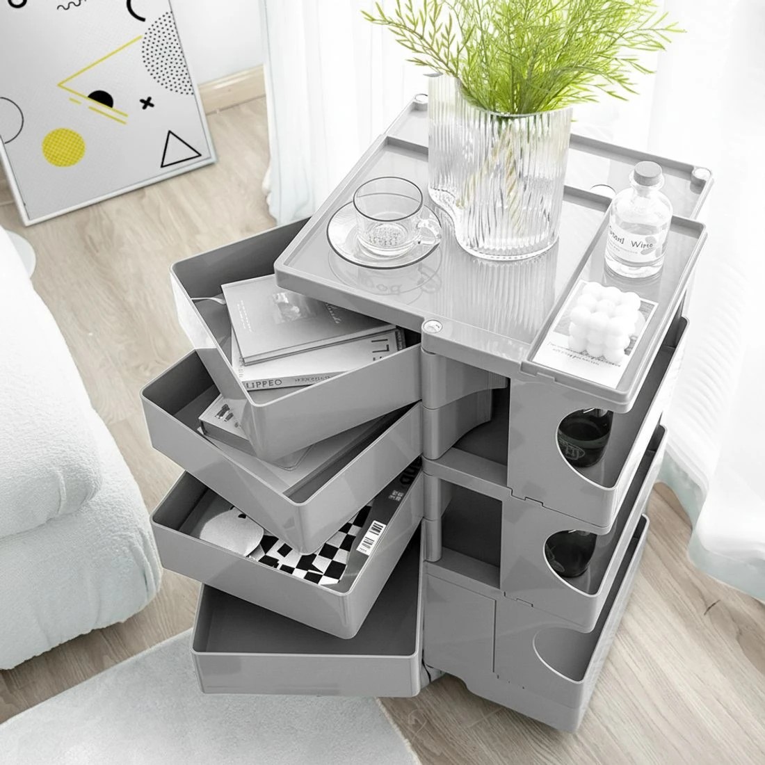 5 ArtissIn Storage Trolley Bedside Table 5 Tier Cart Boby Replica - Grey, 5 of 9