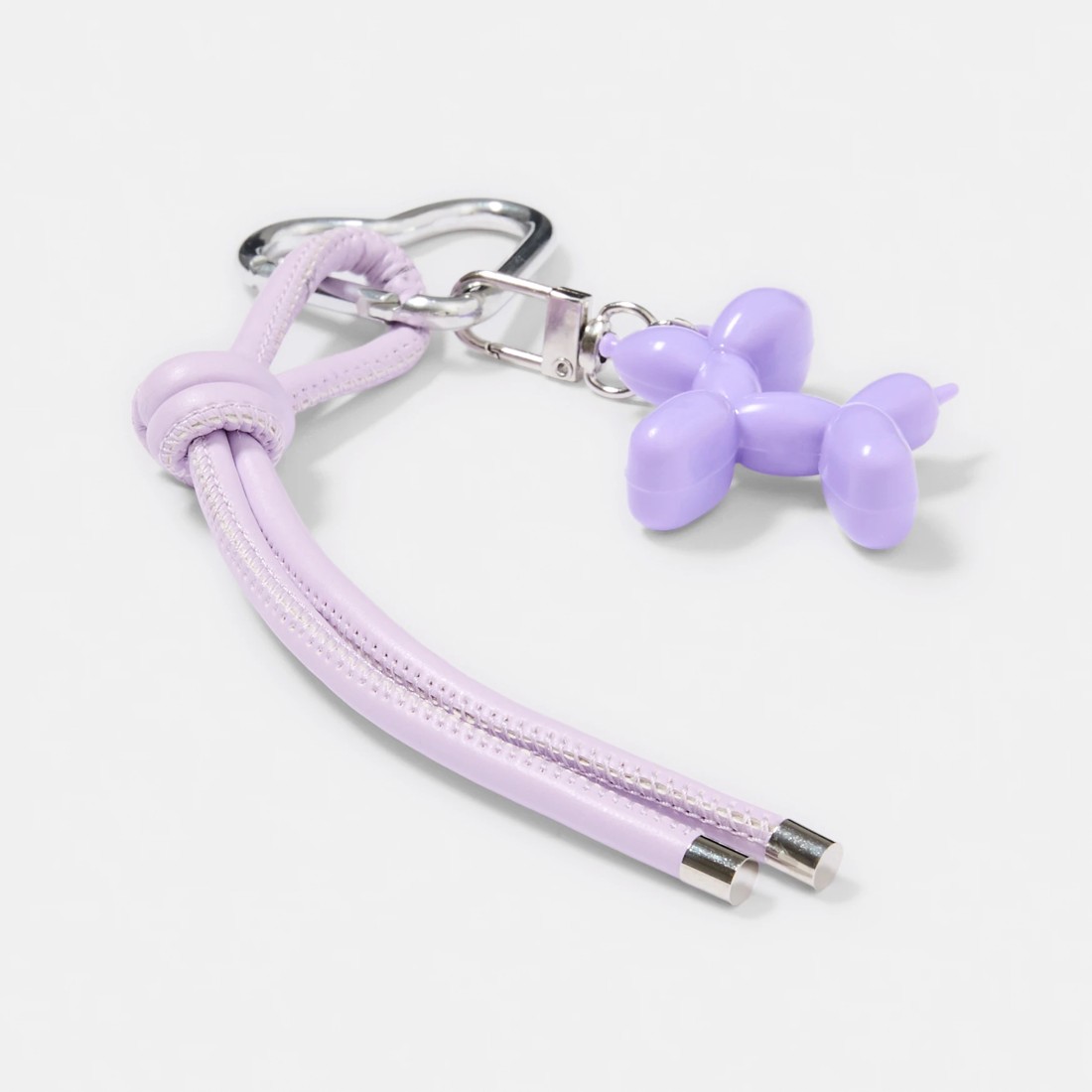 2 Balloon Dog Charm Keyring - Silver Tone and Purple, 2 of 3