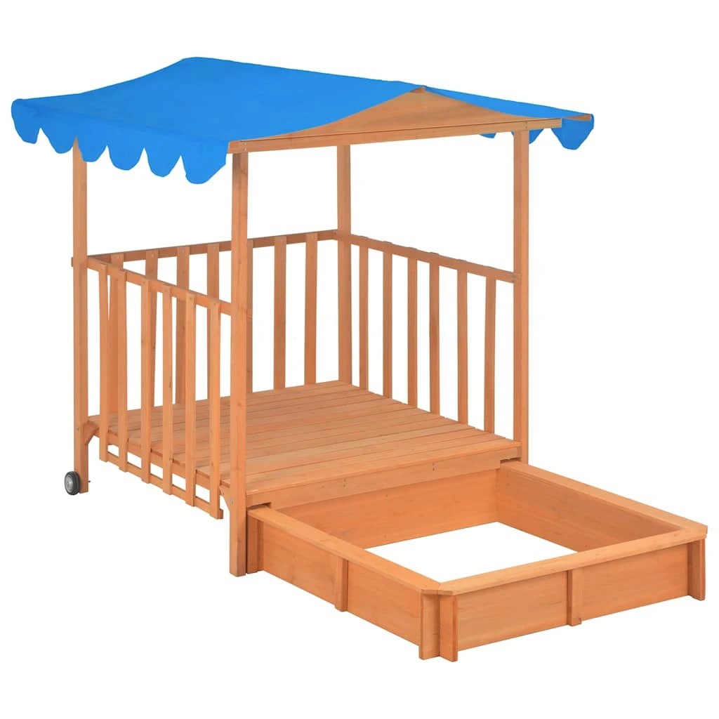 5 Vidaxl Playhouse With Sandbox Wooden Playhouse With Sandbox - Blue, 5 of 9