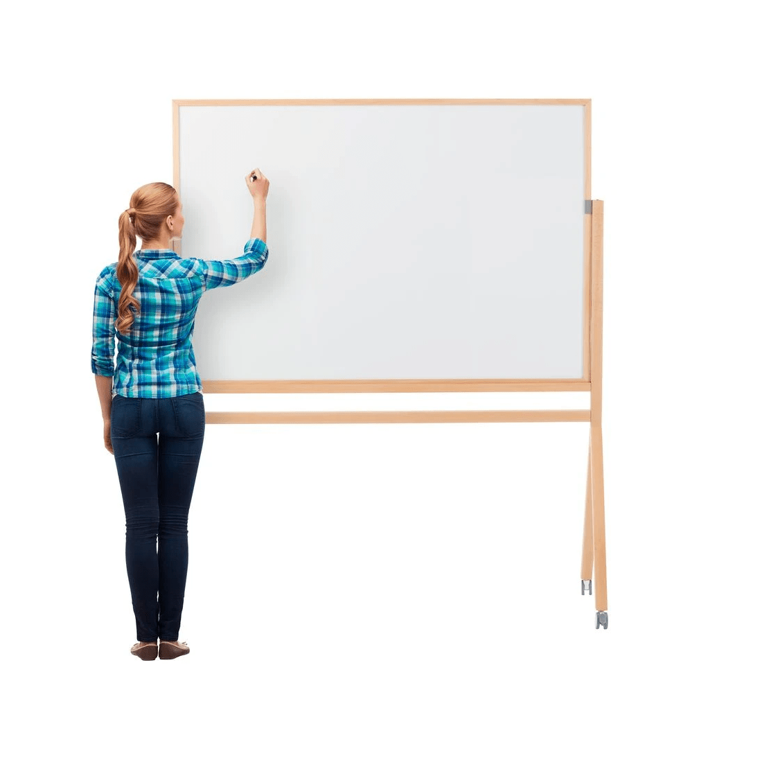 5 J.Burrows Mobile Magnetic Whiteboard 1178x878mm Pine Frame, 5 of 5