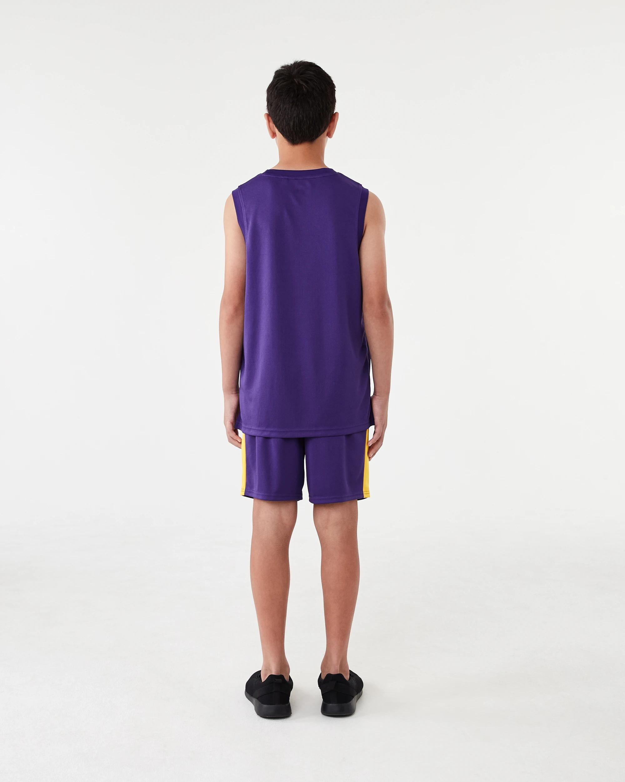 8 Official NBA Kids Mesh Shorts PURPLE LAKERS, 8 of 8