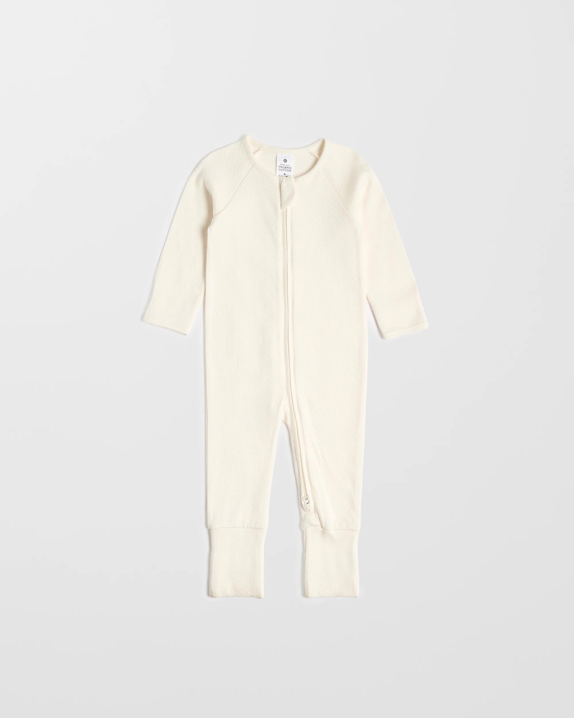 2 Target Baby Organic Cotton Pointelle Zip Coverall CREAM, 2 of 6