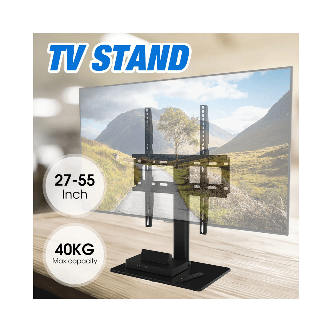 5 Universal Table Top Tv Stand With Bracket Adjustable Height For 37-55 Inch Various Vesa Black, 5 of 10