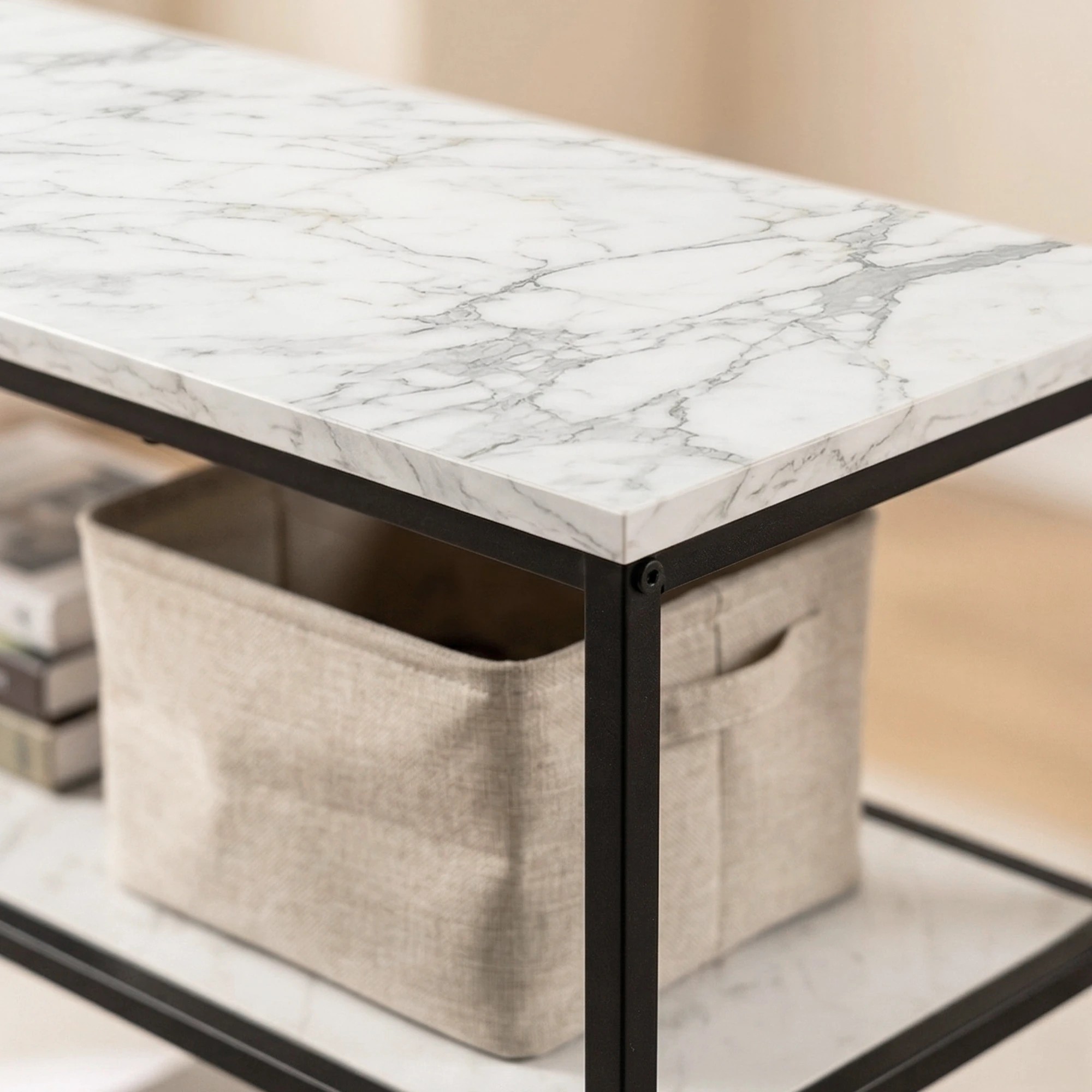 7 Artiss Console Table Marble Effect 3-Tier Sofa Entryway Side Table 90CM - Gold, 7 of 10