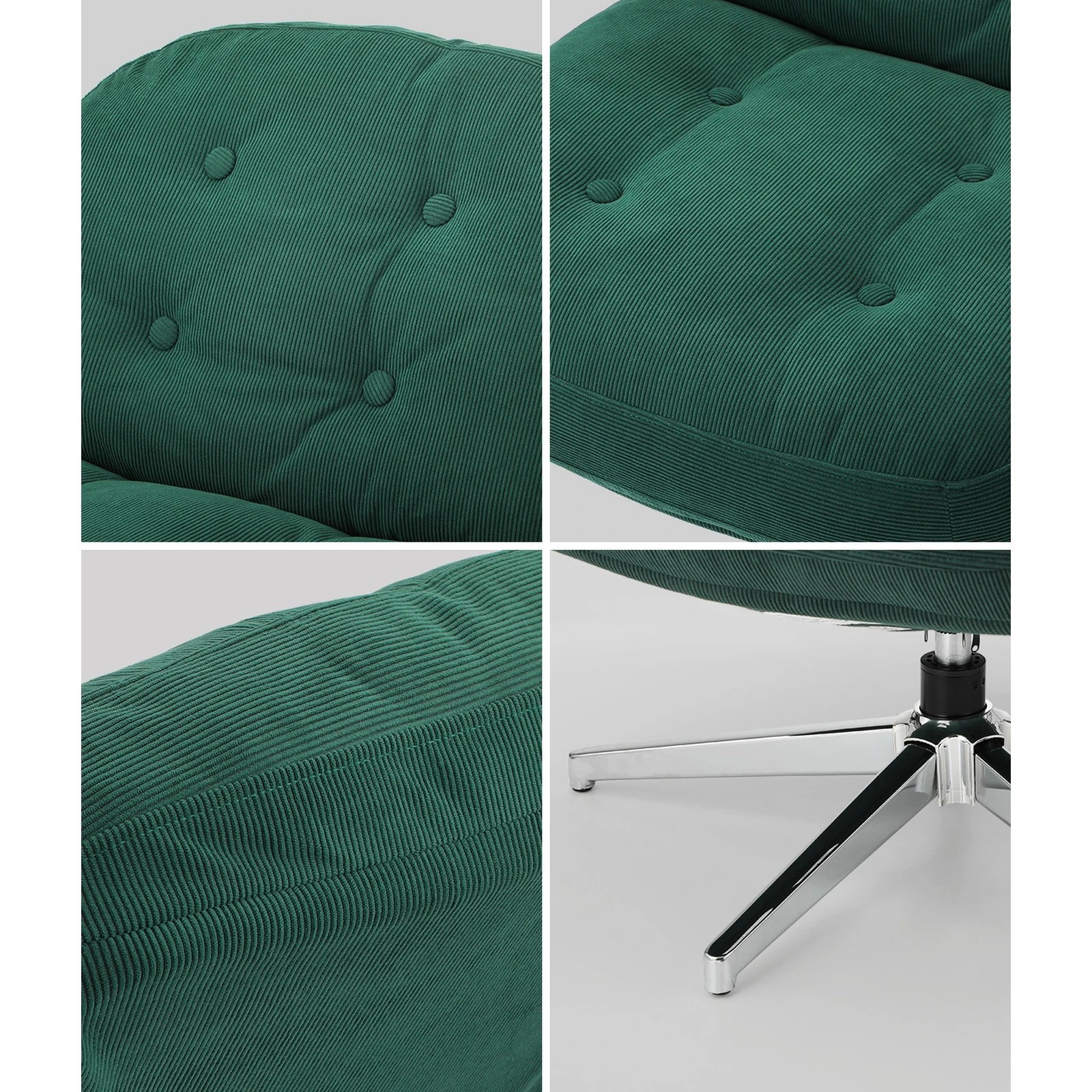 5 Oikiture 2x Armchair Swivel Lounge Chair Padded Accent Chairs Polyester - Green, 5 of 10