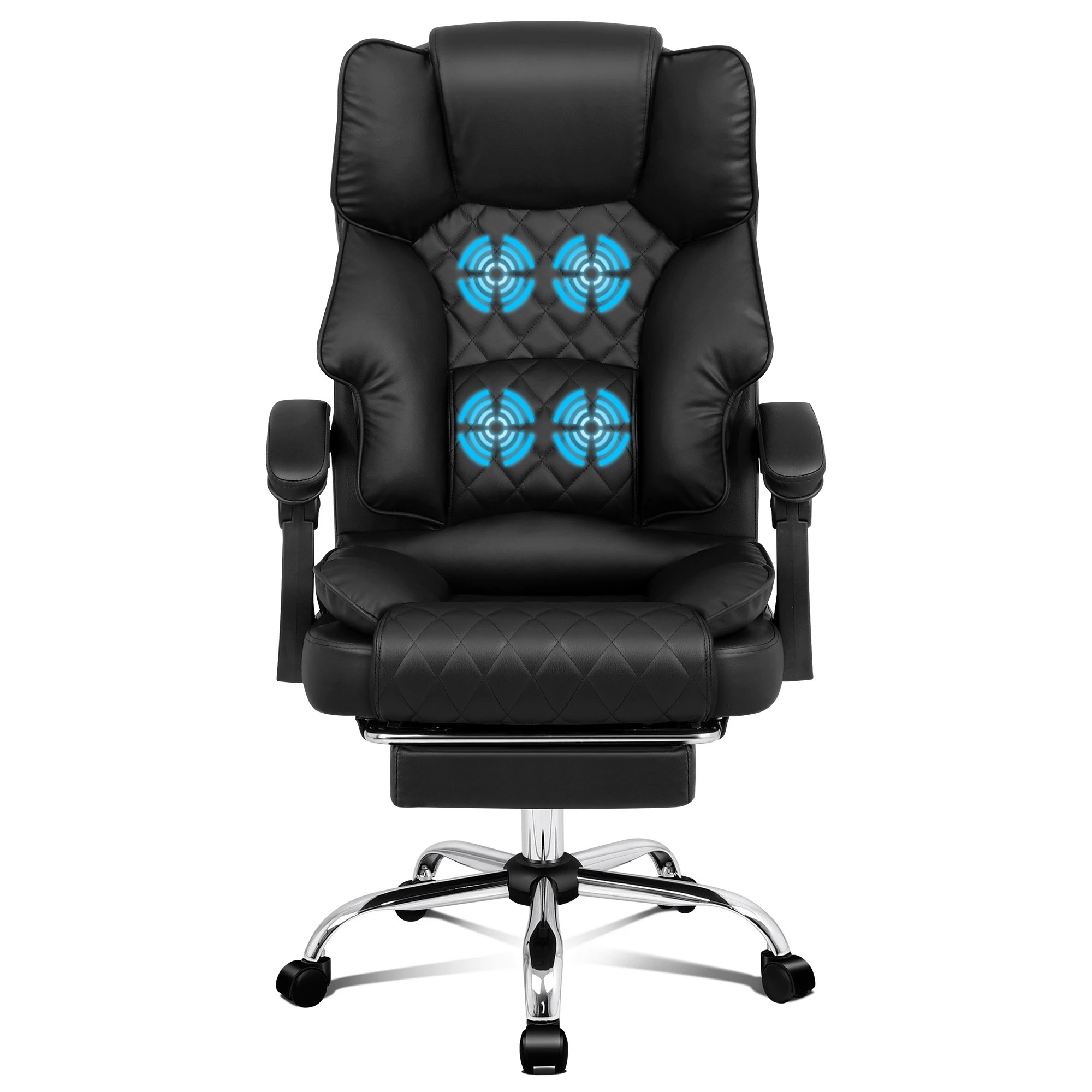 10 Alfordson Massage Office Chair Executive Recliner Gaming Computer Seat Leather - Black, 10 of 10