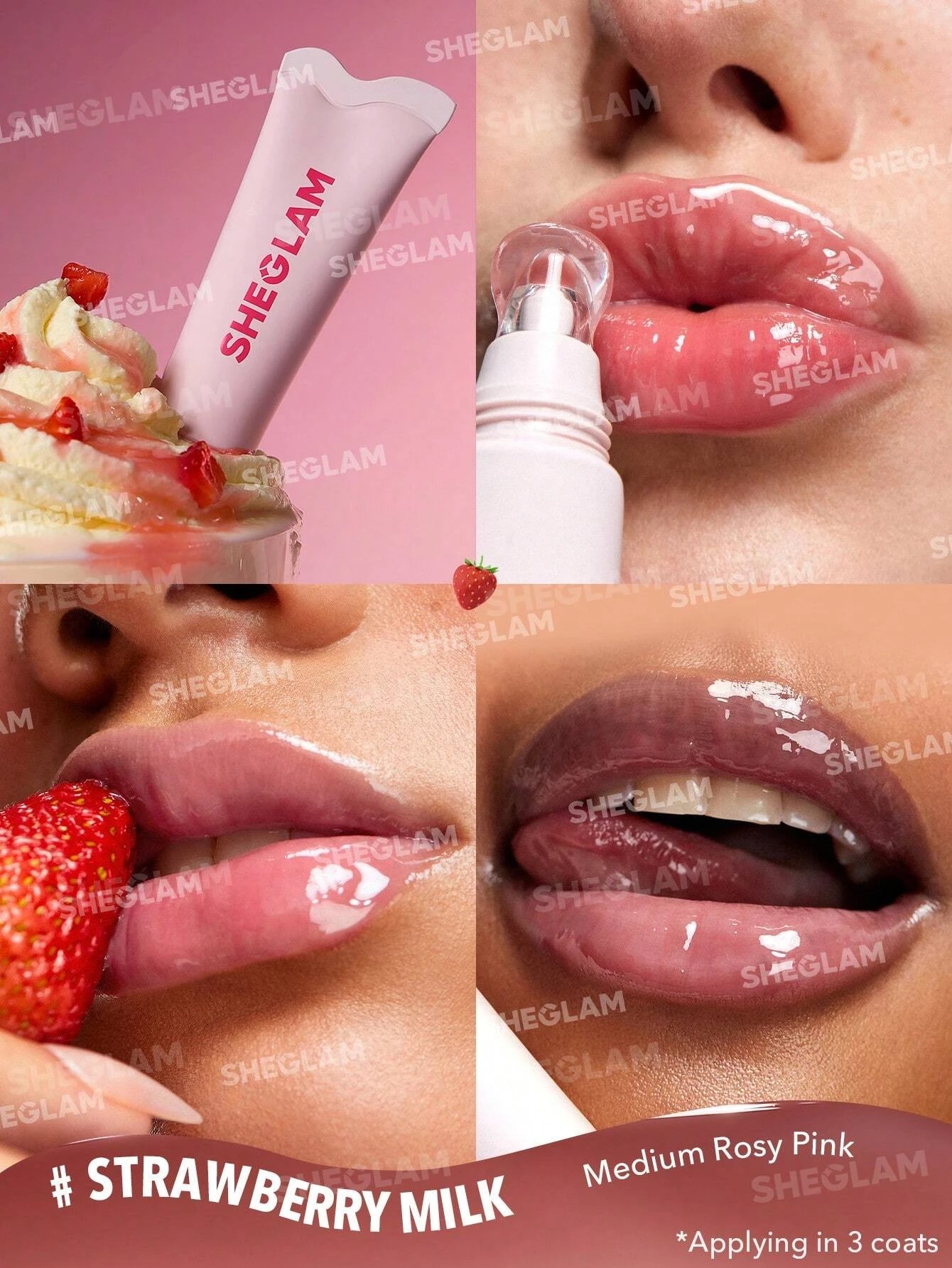 2 SHEGLAM Crystal Glaze Moisturizing Lip Care - Strawberry Milk, 2 of 6