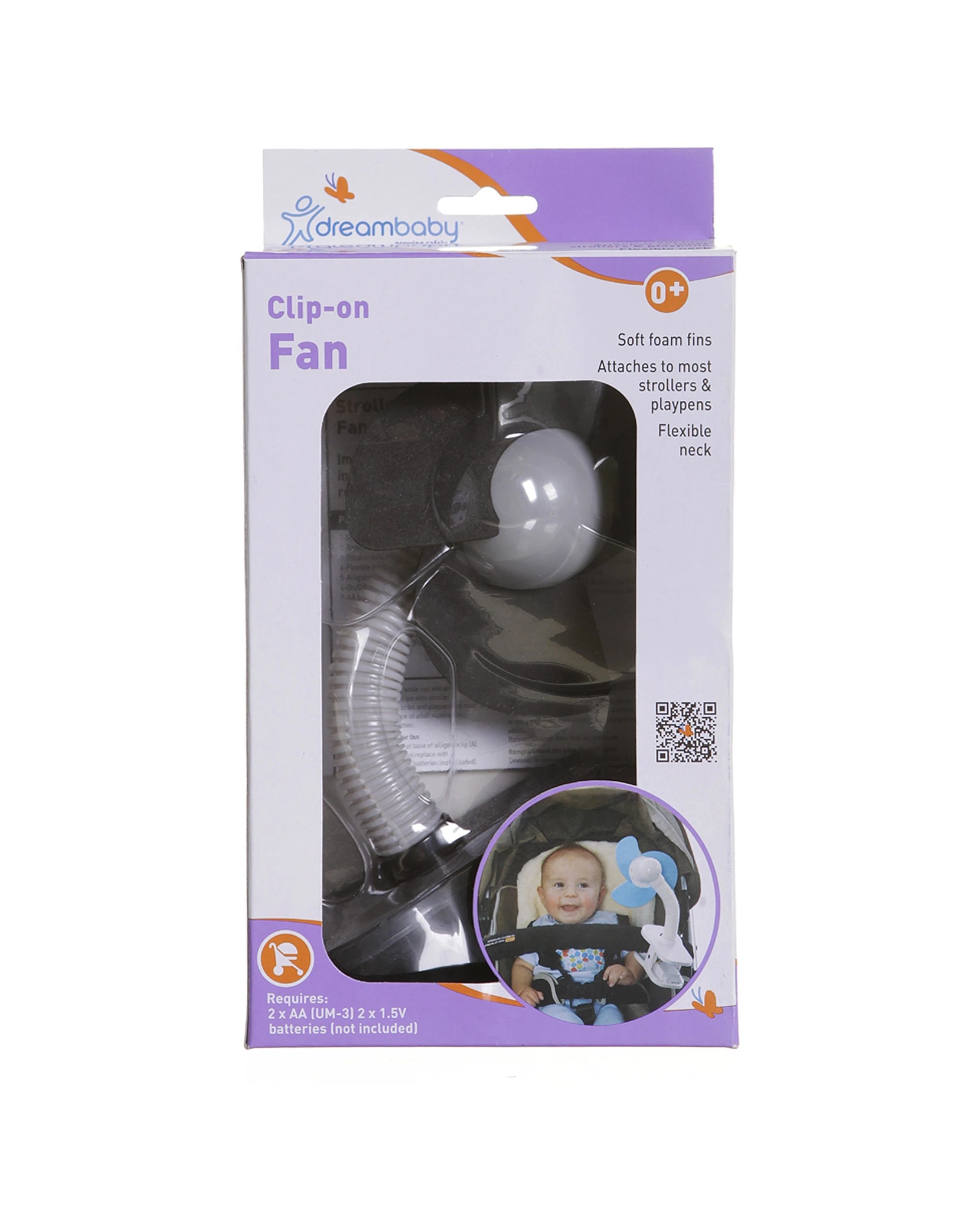2 Dreambaby Baby Stroller Electric Clip On Fan Soft Foam Fins Flexible Neck - Multi, 2 of 2