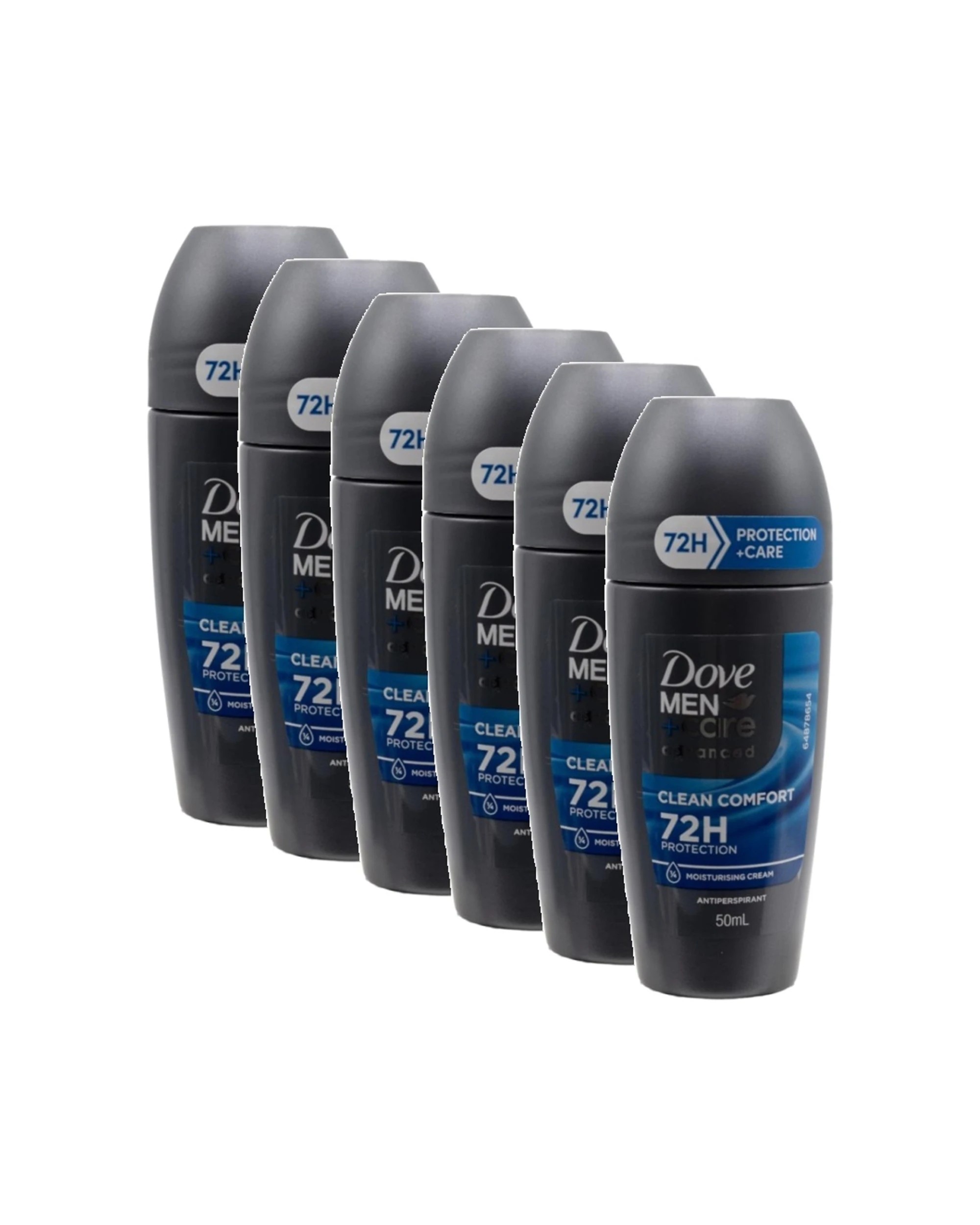 1 Dove 6pk Mens Plus Care Advanced 72 Hour Roll On Antiperspirant Clean Comfort - Black, 1 of 3