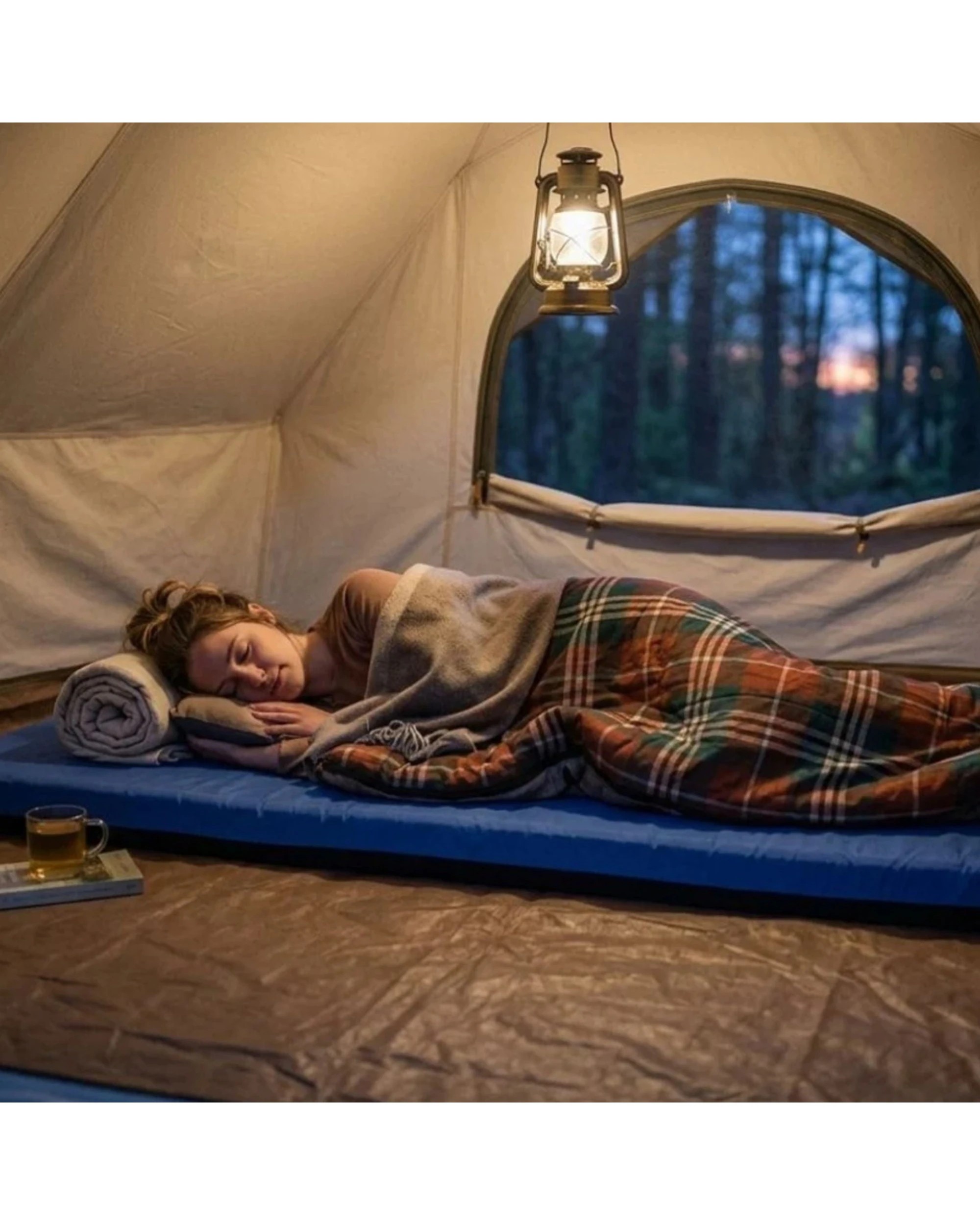 4 Wildtrak 50mm Open Cell Single Camp Mat Breathable Polycotton Liner 2kg - Blue, 4 of 5