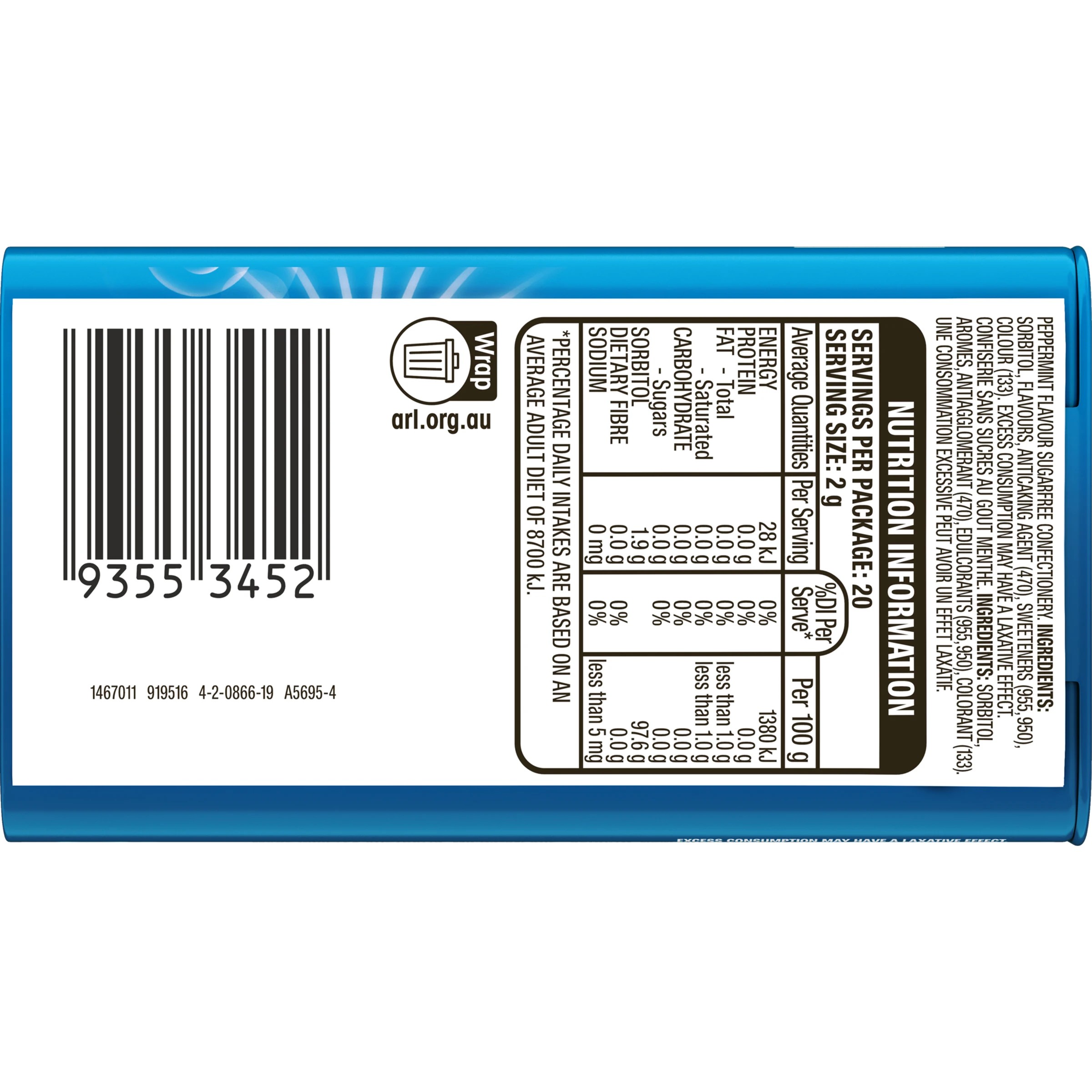 2 Wrigley's Eclipse Peppermint Sugarfree Mints Tin 40g, 2 of 5